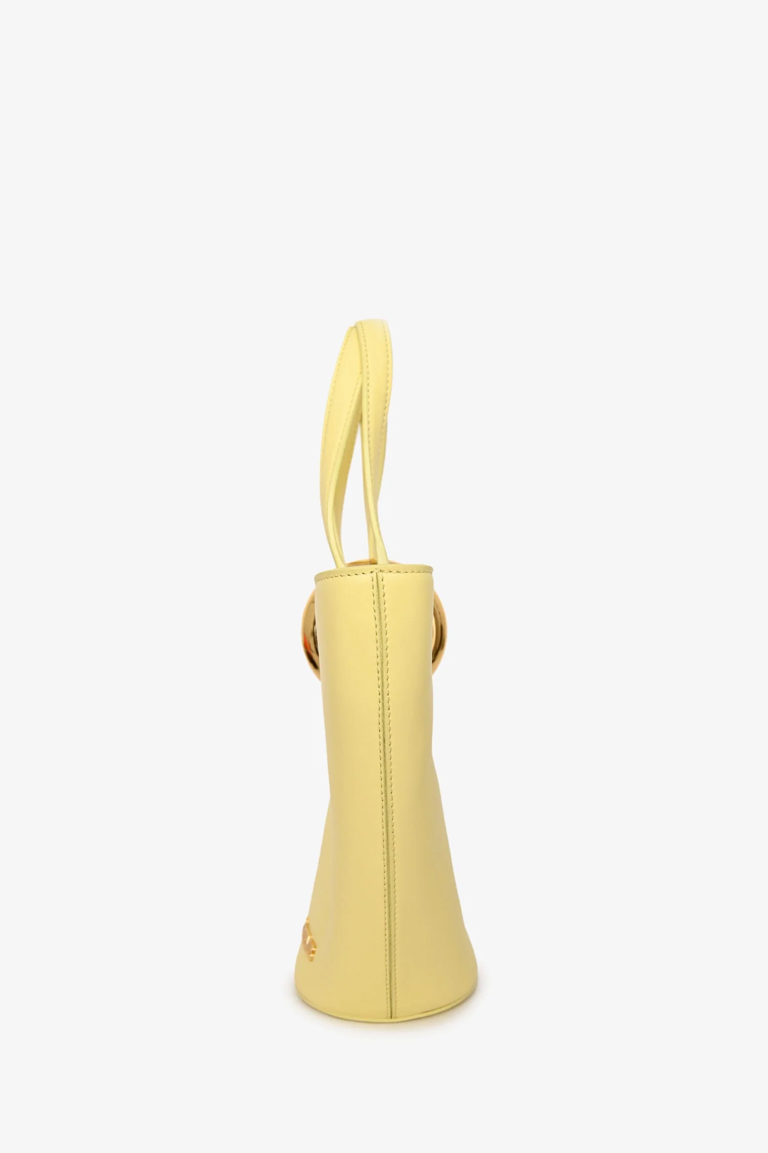 Jacquemus Light Yellow Leather Le Petit Bambola Bucket Bag with Strap - Image 4