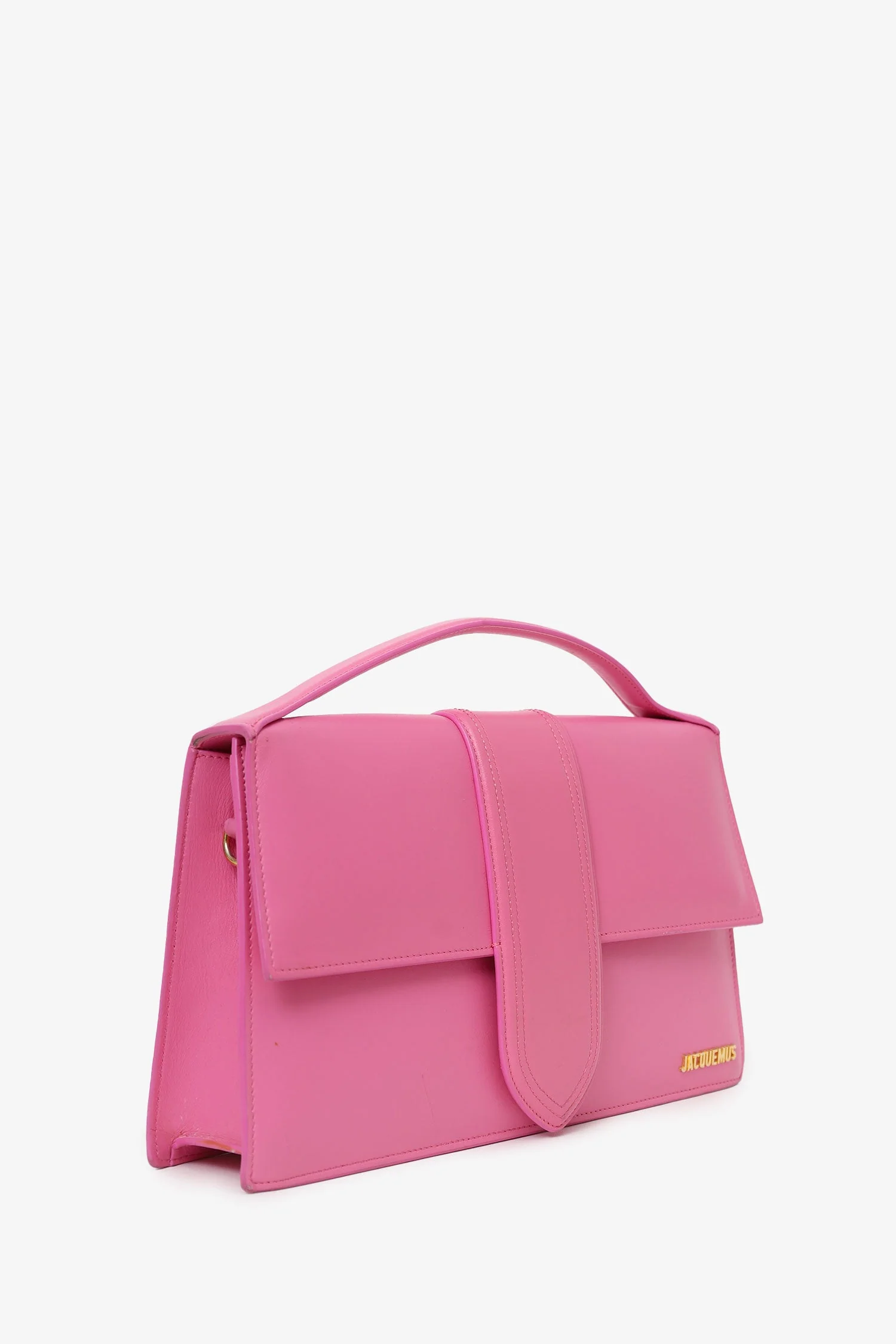 Jacquemus Pink Leather Le Bambino Grande Top Handle With Strap - Image 3