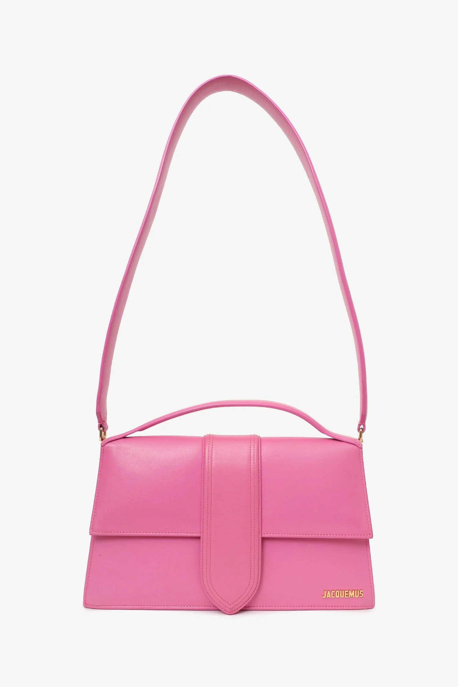 Jacquemus Pink Leather Le Bambino Grande Top Handle With Strap - Image 8