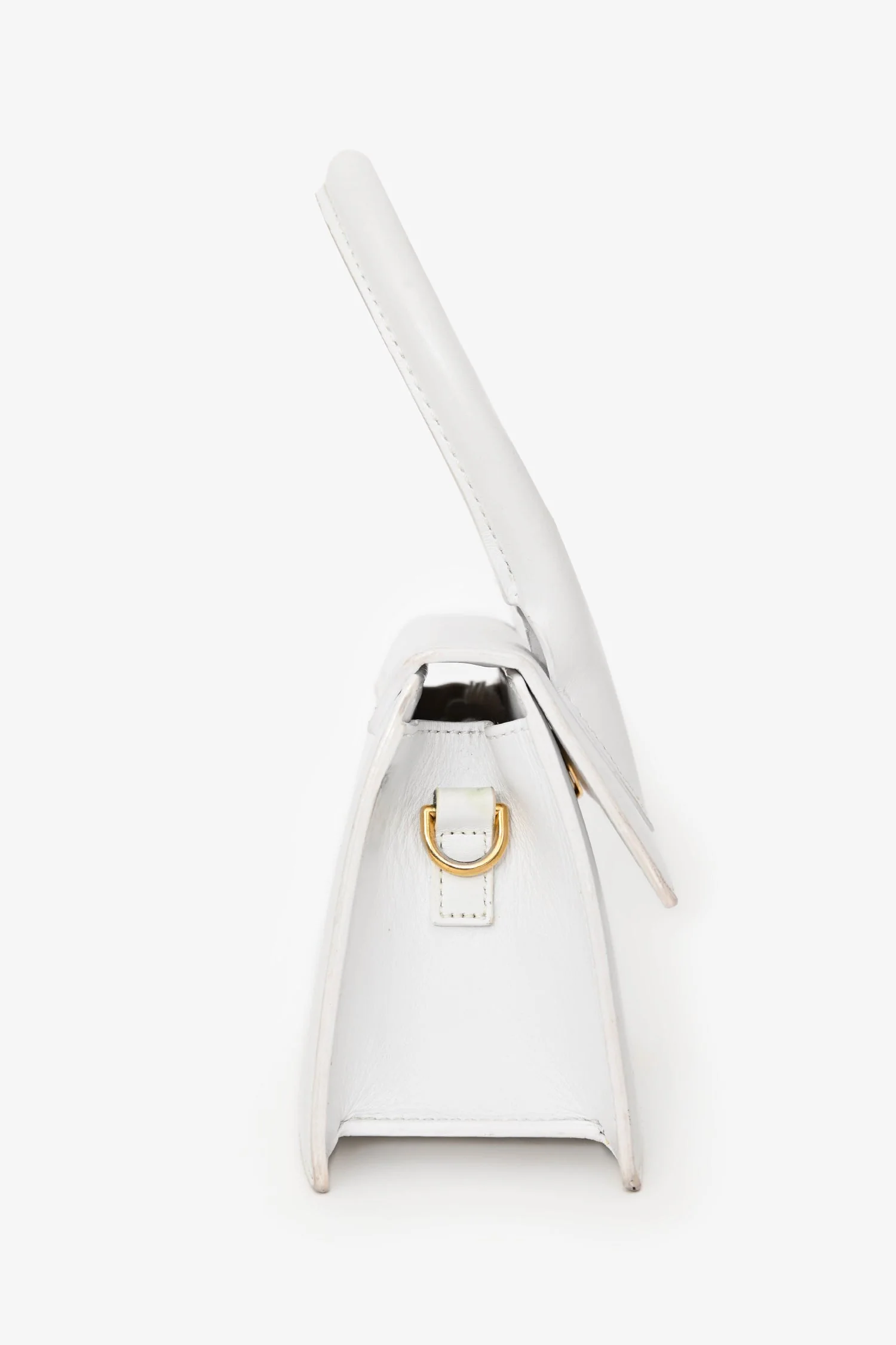 Jacquemus White Leather 'Le Chiquito Moyen' Top Handle Bag with Strap - Image 3