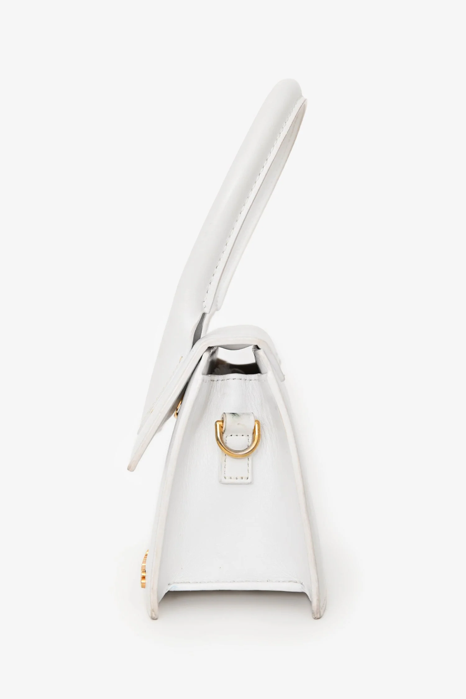 Jacquemus White Leather 'Le Chiquito Moyen' Top Handle Bag with Strap - Image 4