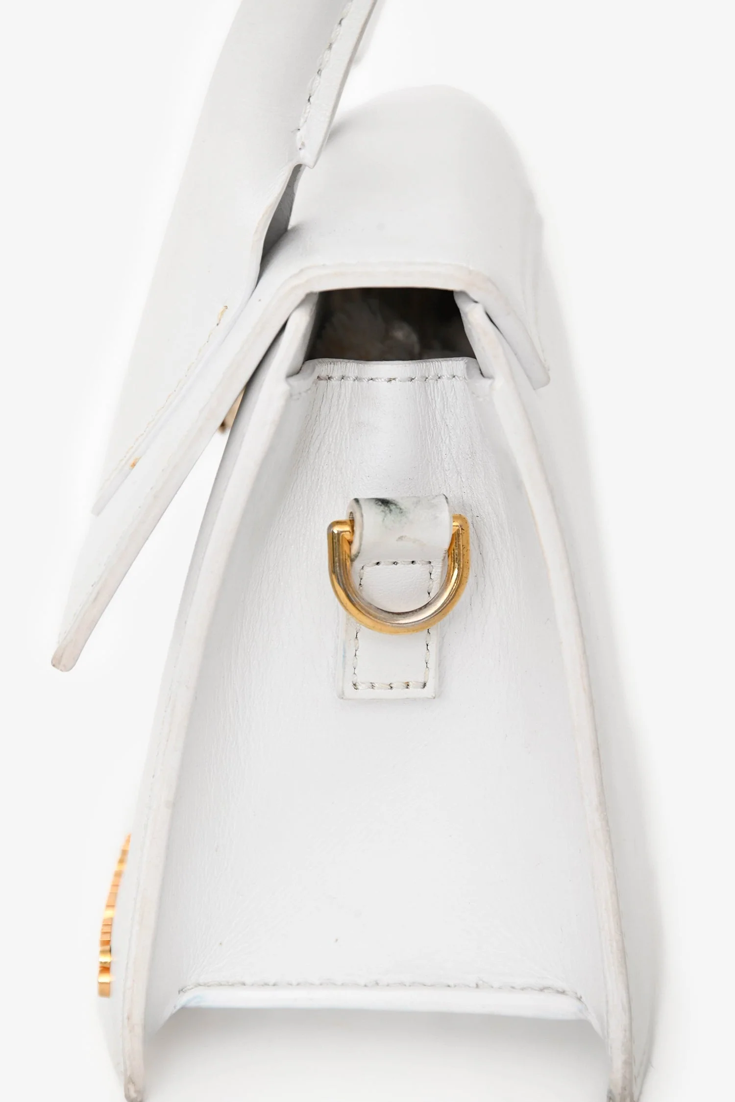 Jacquemus White Leather 'Le Chiquito Moyen' Top Handle Bag with Strap - Image 6