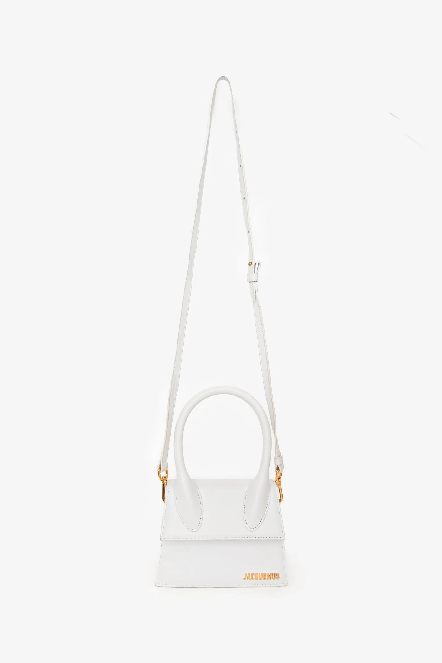 Jacquemus White Leather 'Le Chiquito Moyen' Top Handle Bag with Strap - Image 8