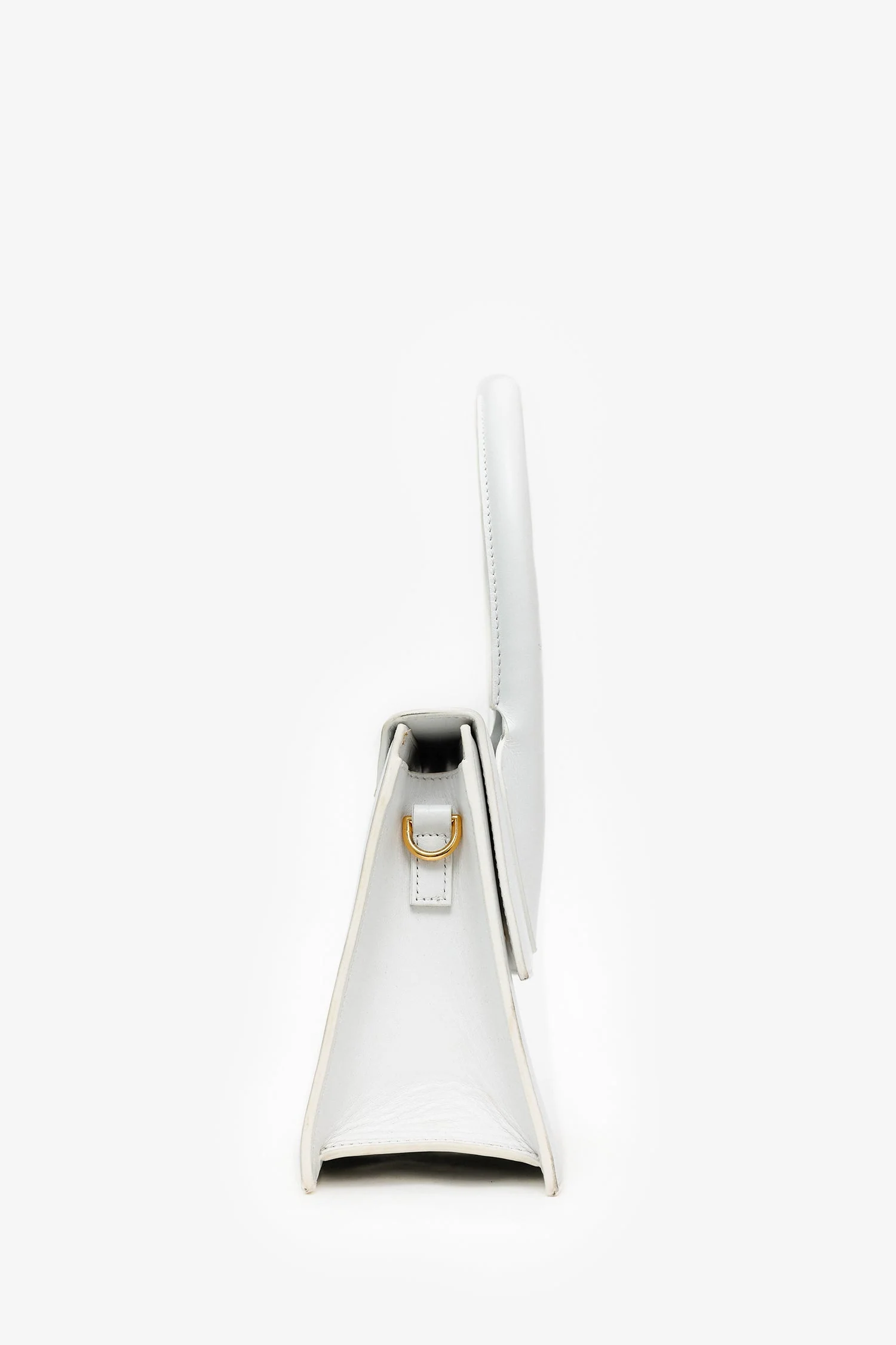 Jacquemus White Leather Medium 'Le Chiquito' Top Handle With Strap - Image 3