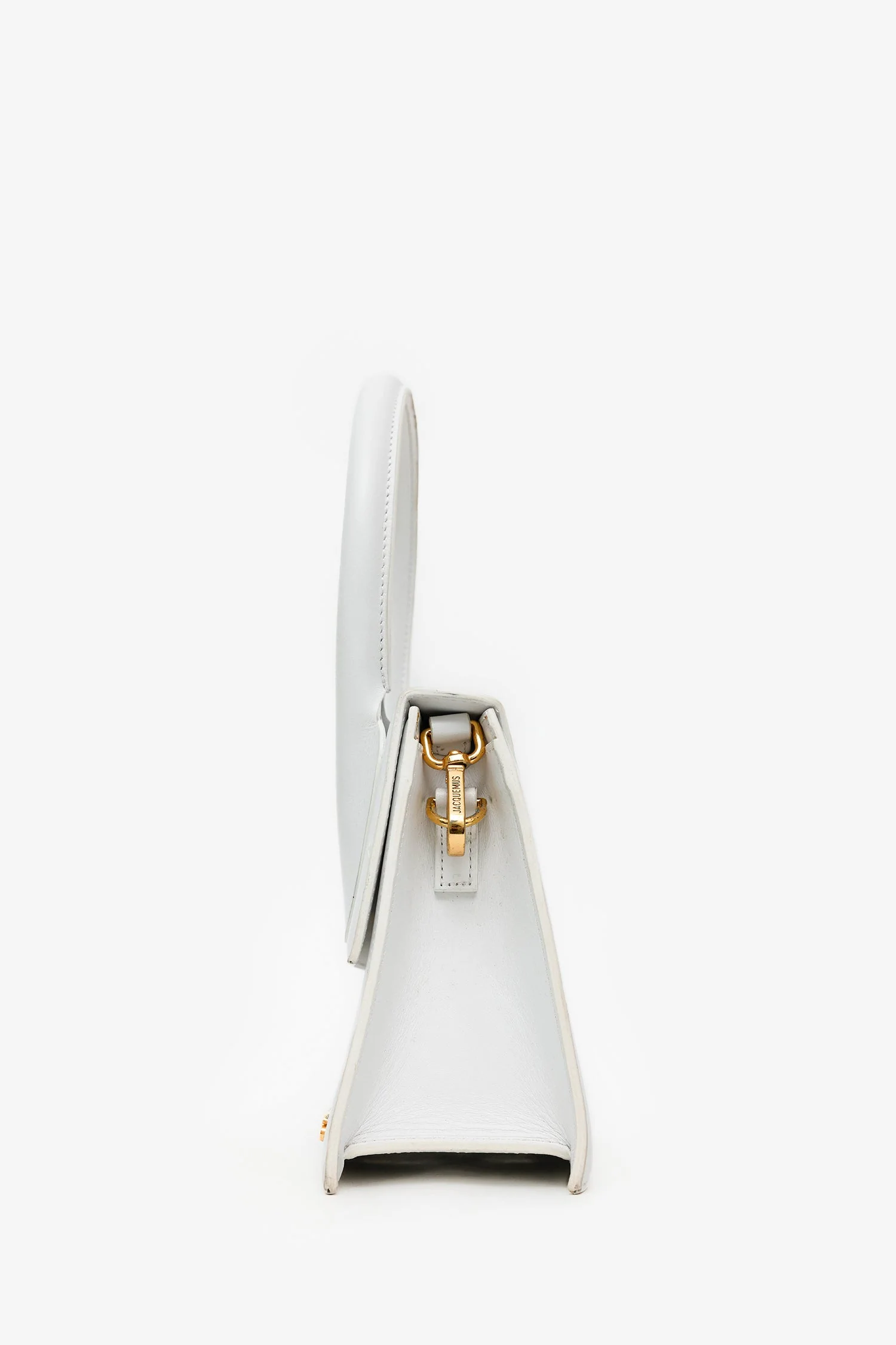 Jacquemus White Leather Medium 'Le Chiquito' Top Handle With Strap - Image 4