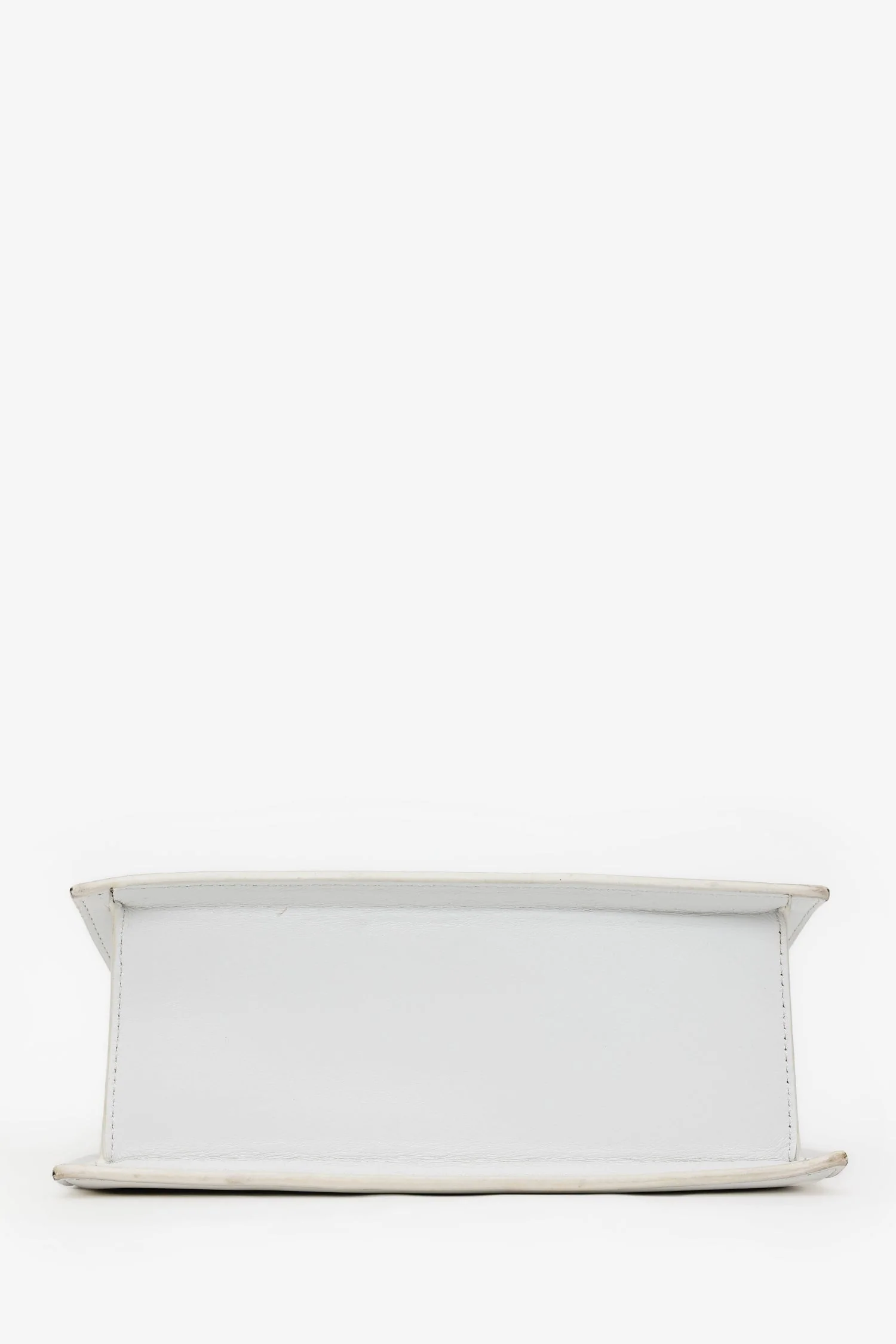 Jacquemus White Leather Medium 'Le Chiquito' Top Handle With Strap - Image 5