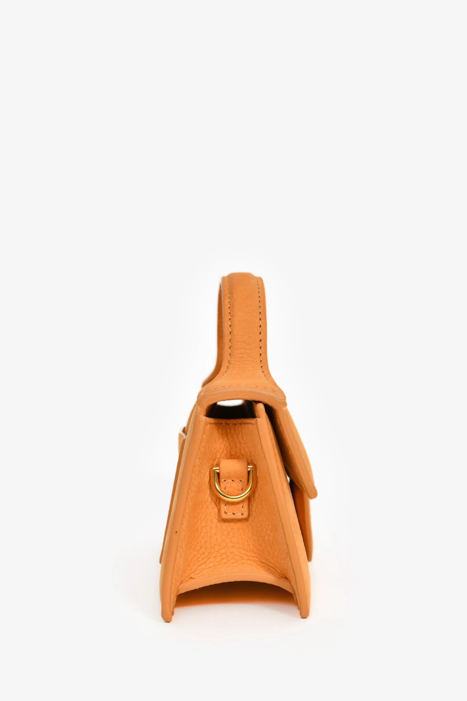 Jacquemus Yellow Brushed Leather Mini Bambino Crossbody Top Handle Bag - Image 3