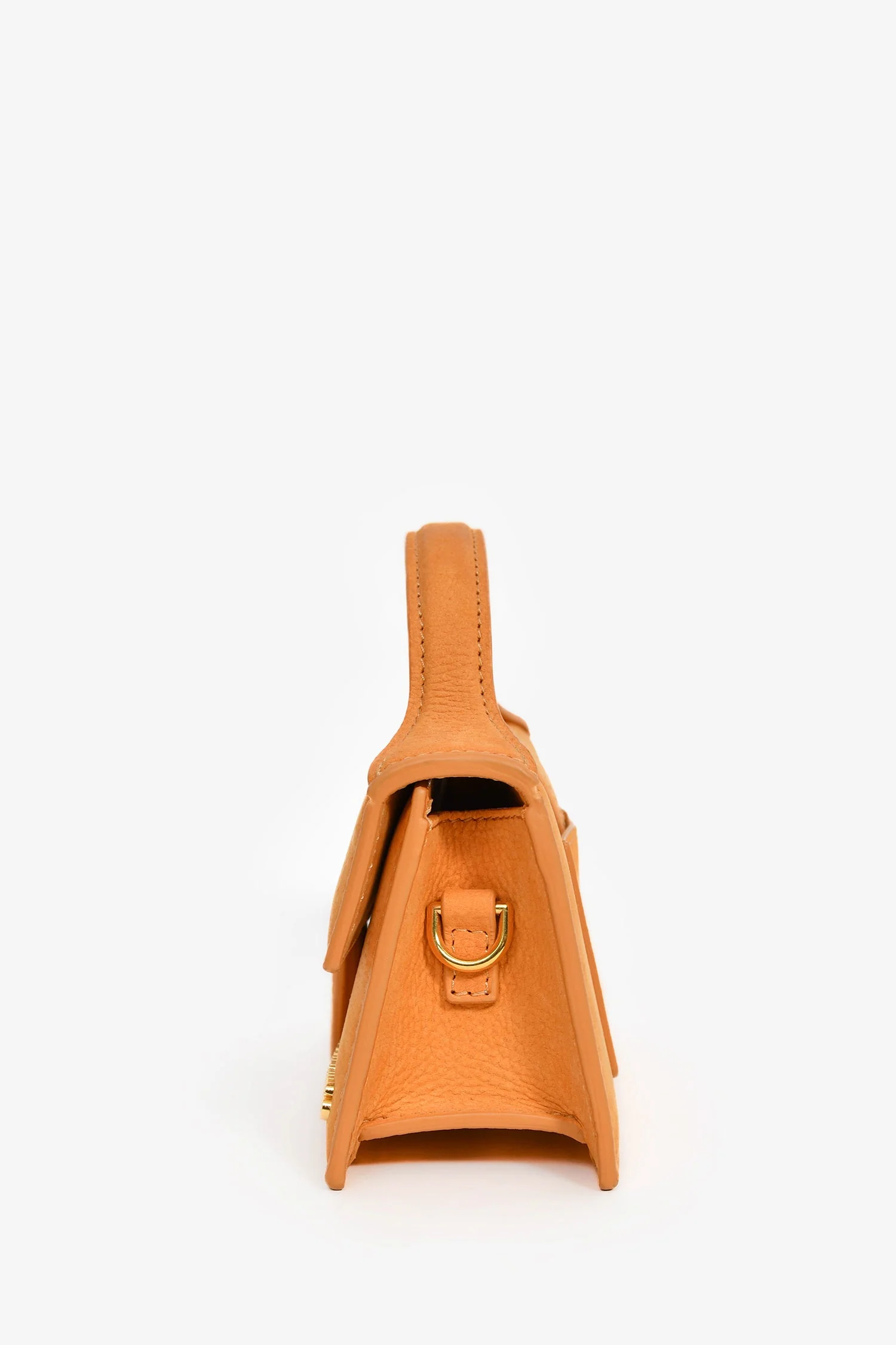 Jacquemus Yellow Brushed Leather Mini Bambino Crossbody Top Handle Bag - Image 4