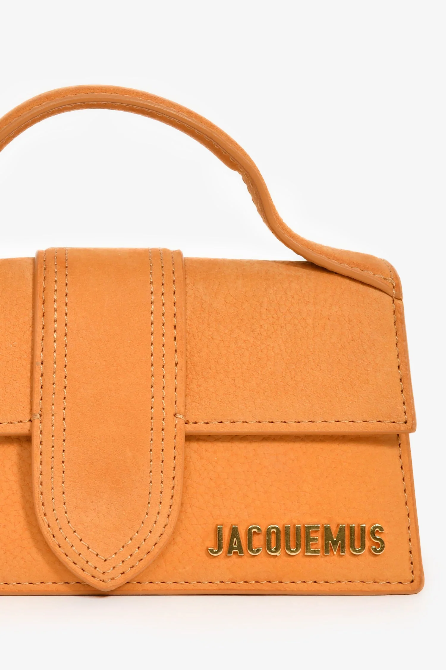Jacquemus Yellow Brushed Leather Mini Bambino Crossbody Top Handle Bag - Image 6