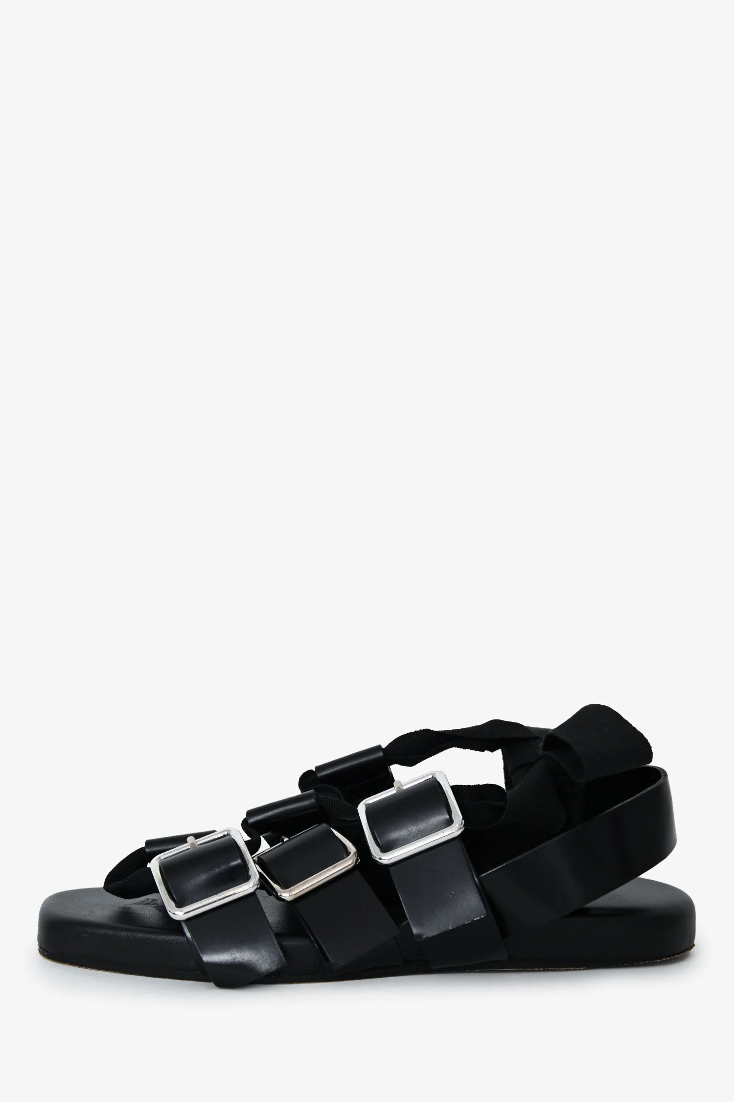 Jill Sander Black Leather Gladiator Buckle Sandals With Ribbon Size 35.5 - Image 5
