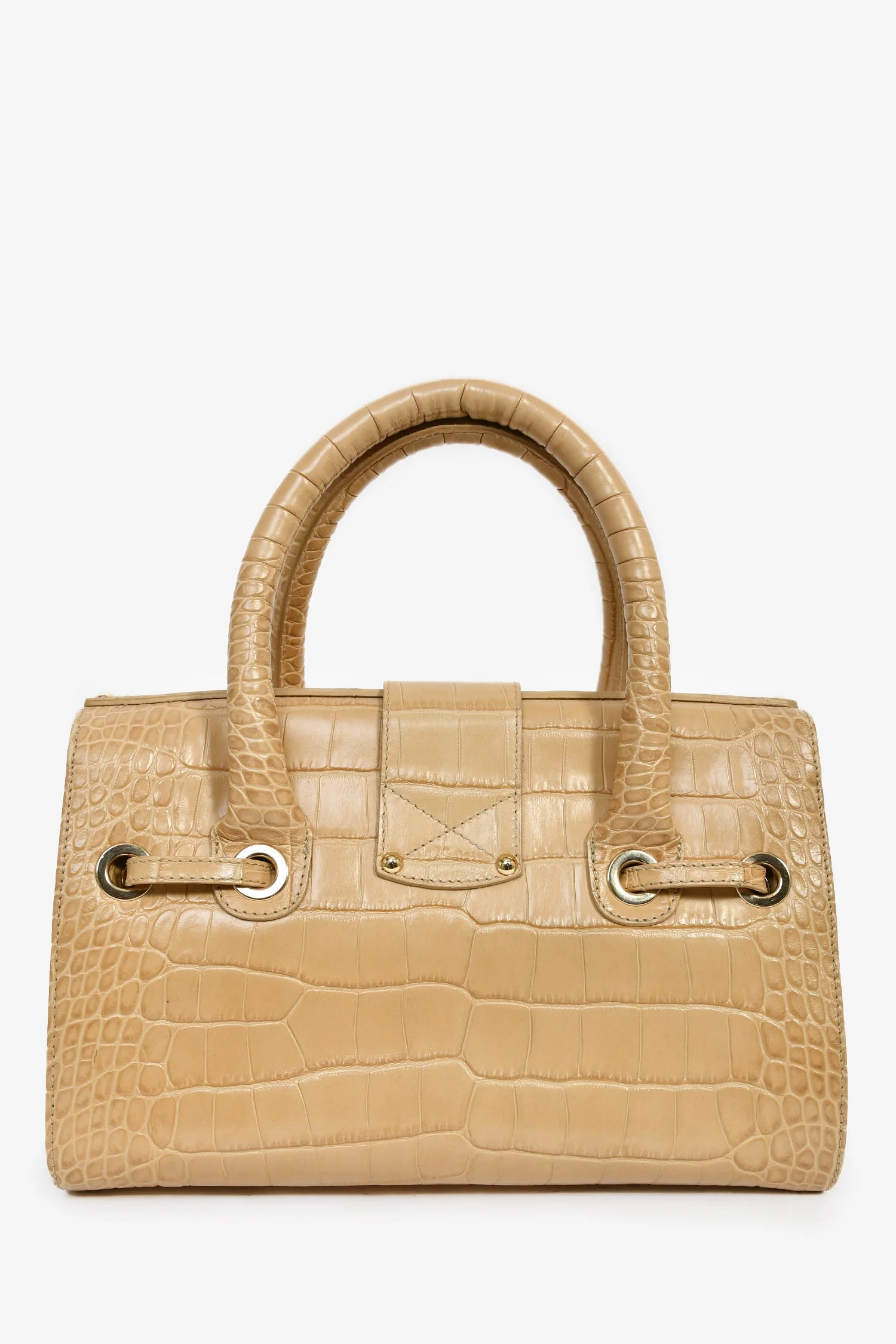 Jimmy Choo Beige Croc Embossed Small 'Rosalie' Top Handle Bag with Strap - Image 2