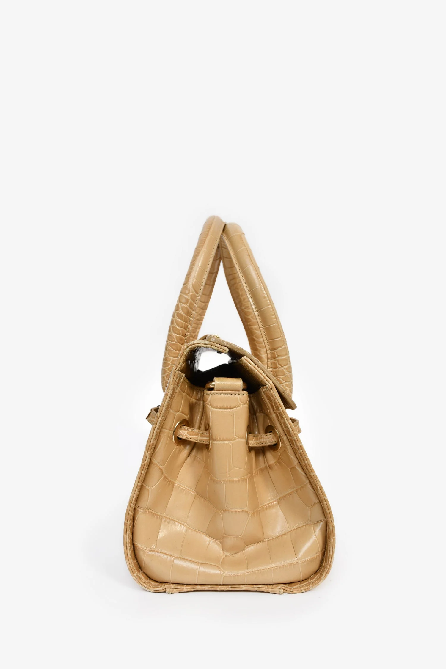 Jimmy Choo Beige Croc Embossed Small 'Rosalie' Top Handle Bag with Strap - Image 3