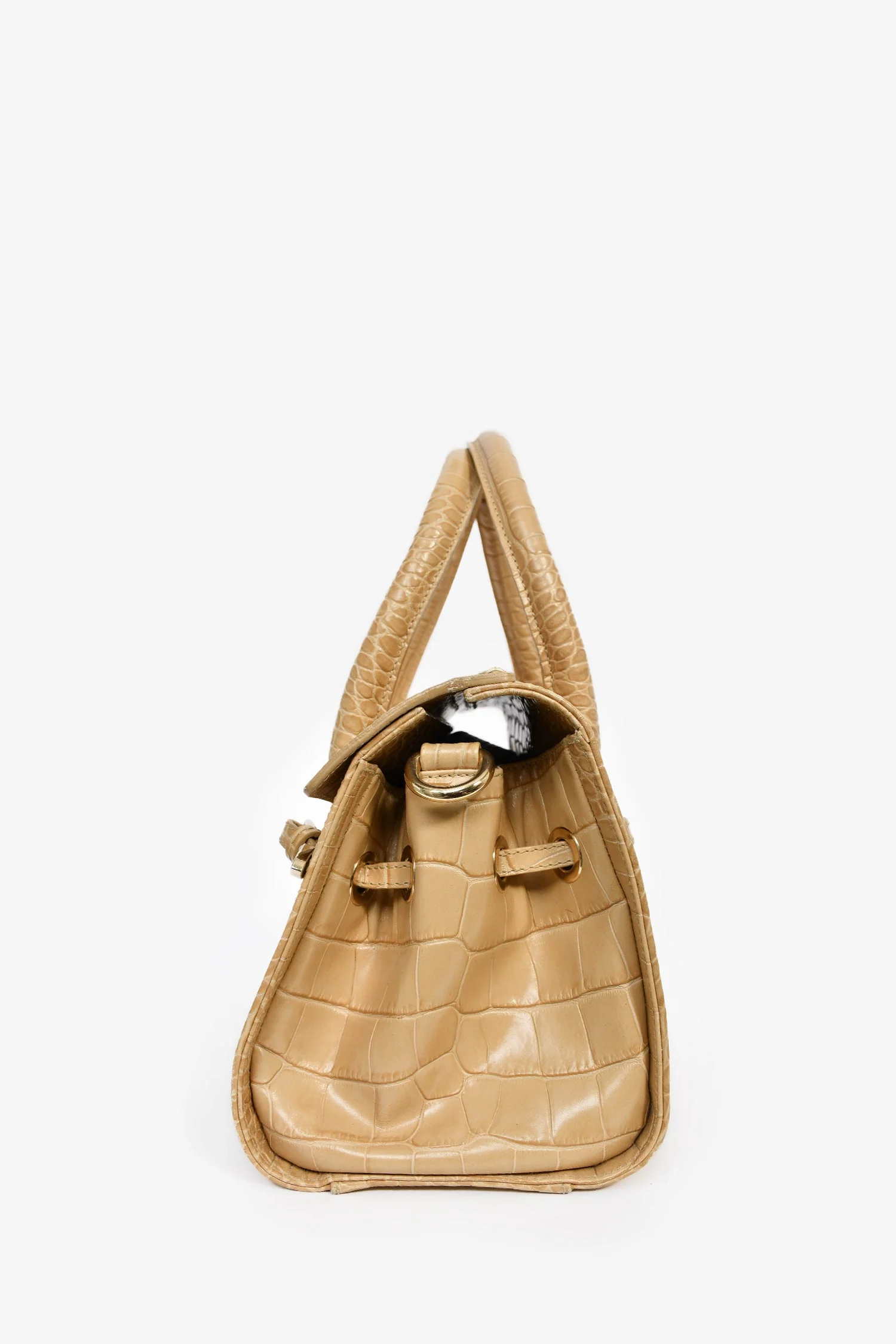 Jimmy Choo Beige Croc Embossed Small 'Rosalie' Top Handle Bag with Strap - Image 4