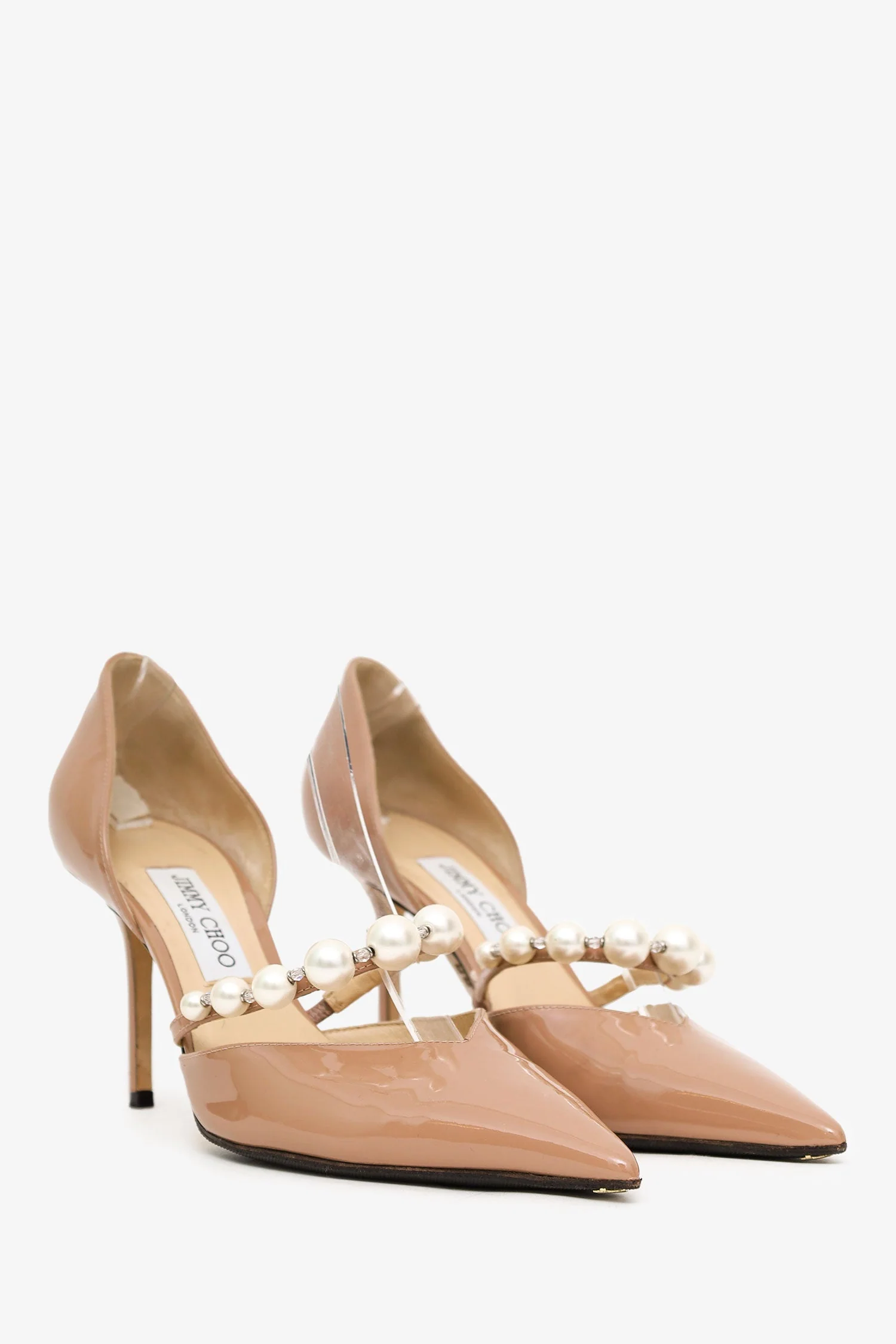 Jimmy Choo Beige Patent Leather Heels With Pearl Detail Size 40.5 - Image 2