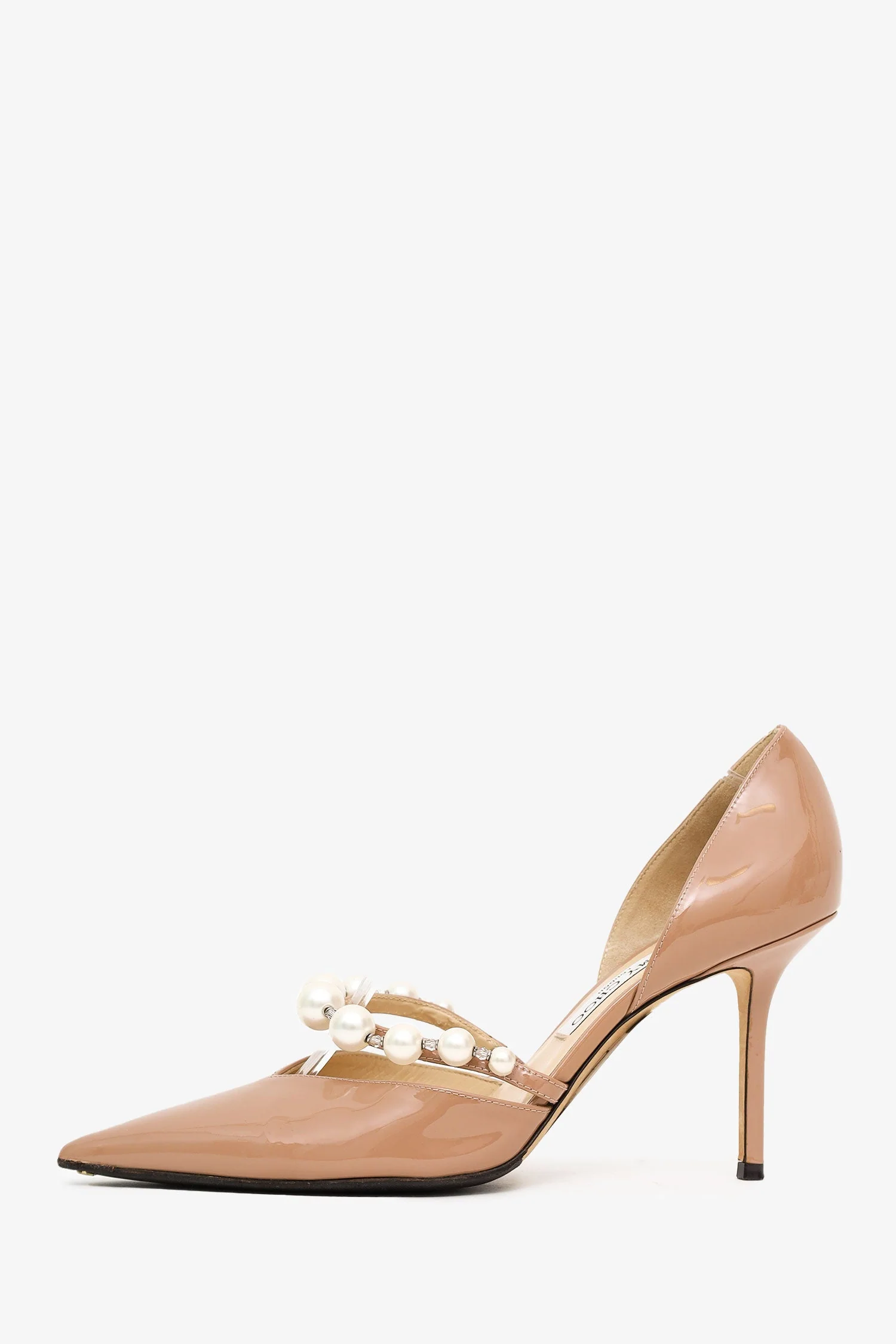 Jimmy Choo Beige Patent Leather Heels With Pearl Detail Size 40.5 - Image 4