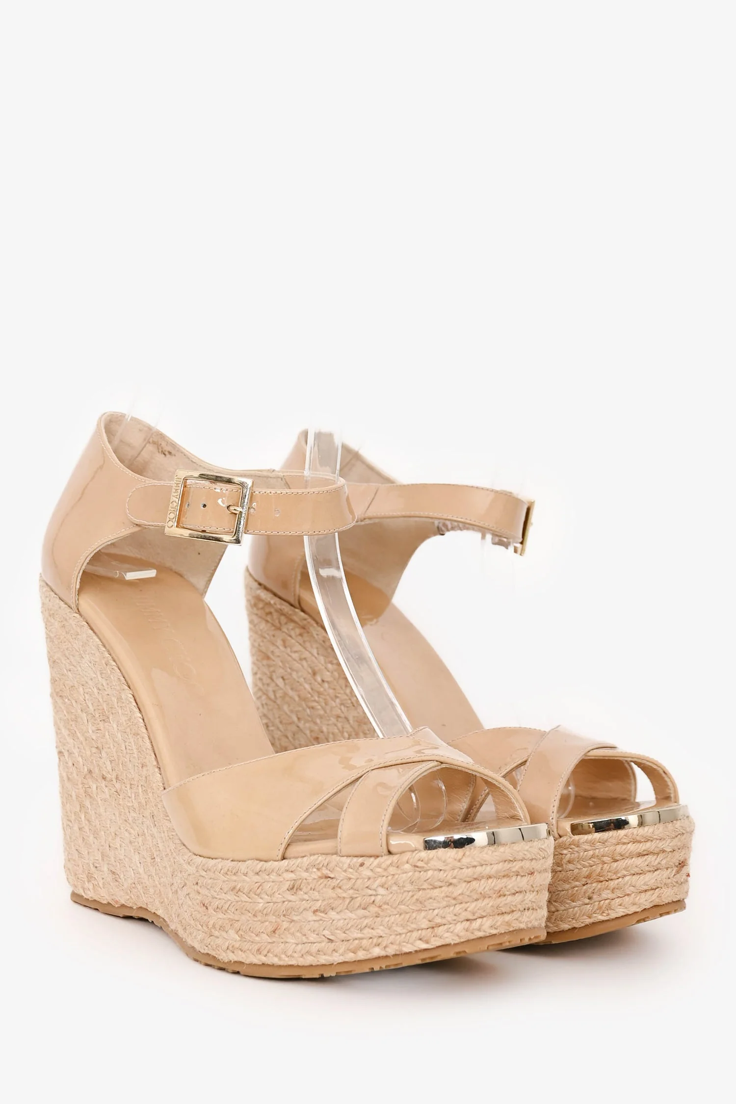 Jimmy Choo Beige Patent Leather Wedges Size 37 - Image 2