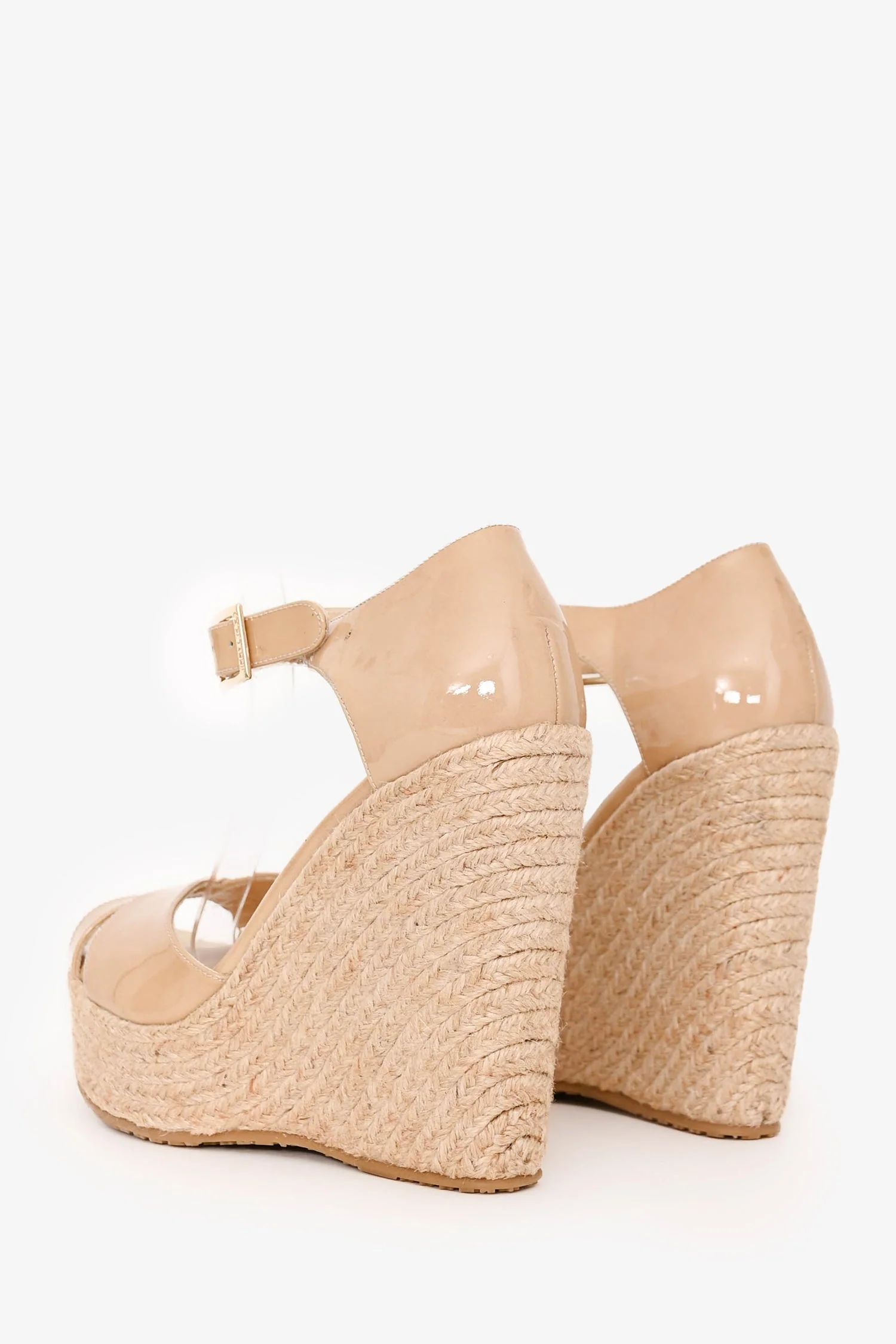 Jimmy Choo Beige Patent Leather Wedges Size 37 - Image 4