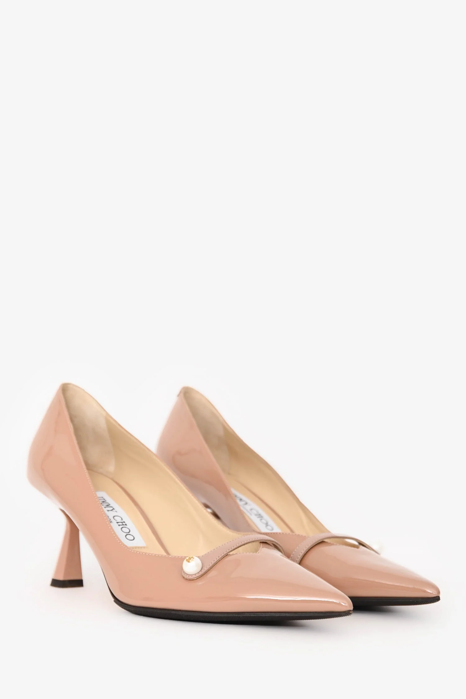 Jimmy Choo Beige Patent Rosalia Pumps Size 37 - Image 2