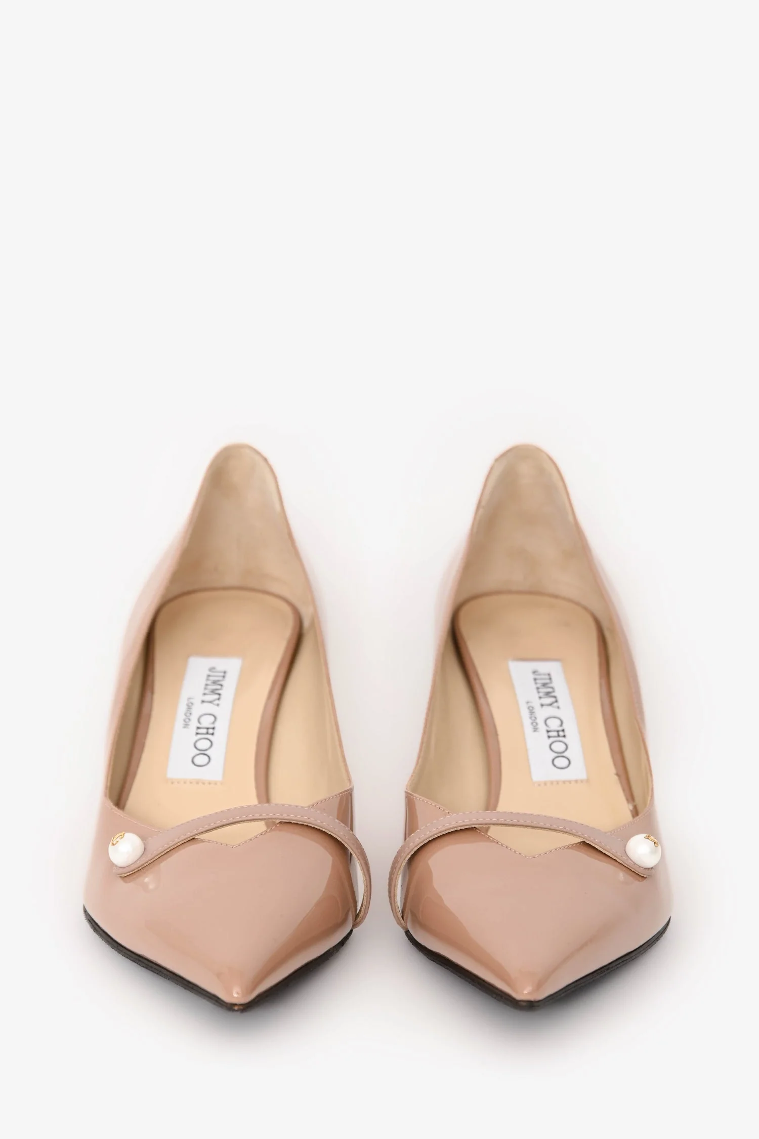 Jimmy Choo Beige Patent Rosalia Pumps Size 37 - Image 3