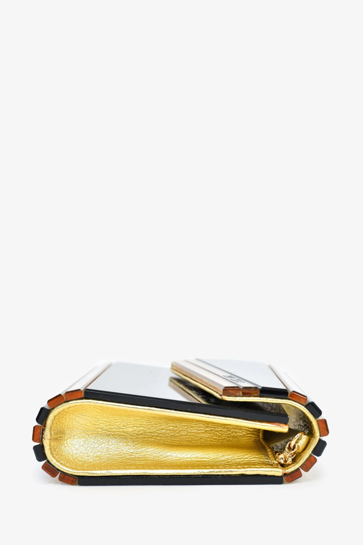 Jimmy Choo Black/Gold Acrylic Clutch With Chain - Image 3
