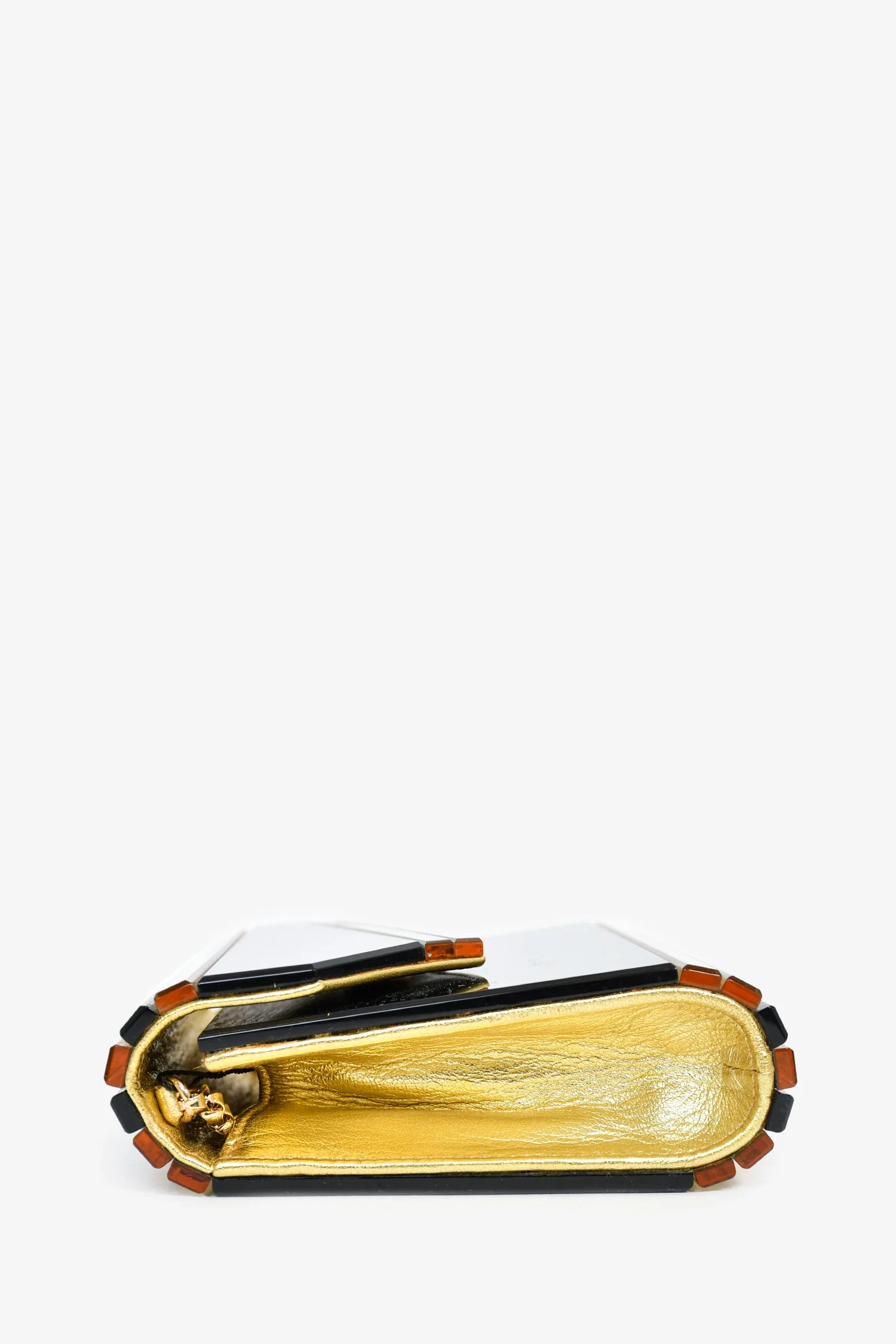 Jimmy Choo Black/Gold Acrylic Clutch With Chain - Image 4