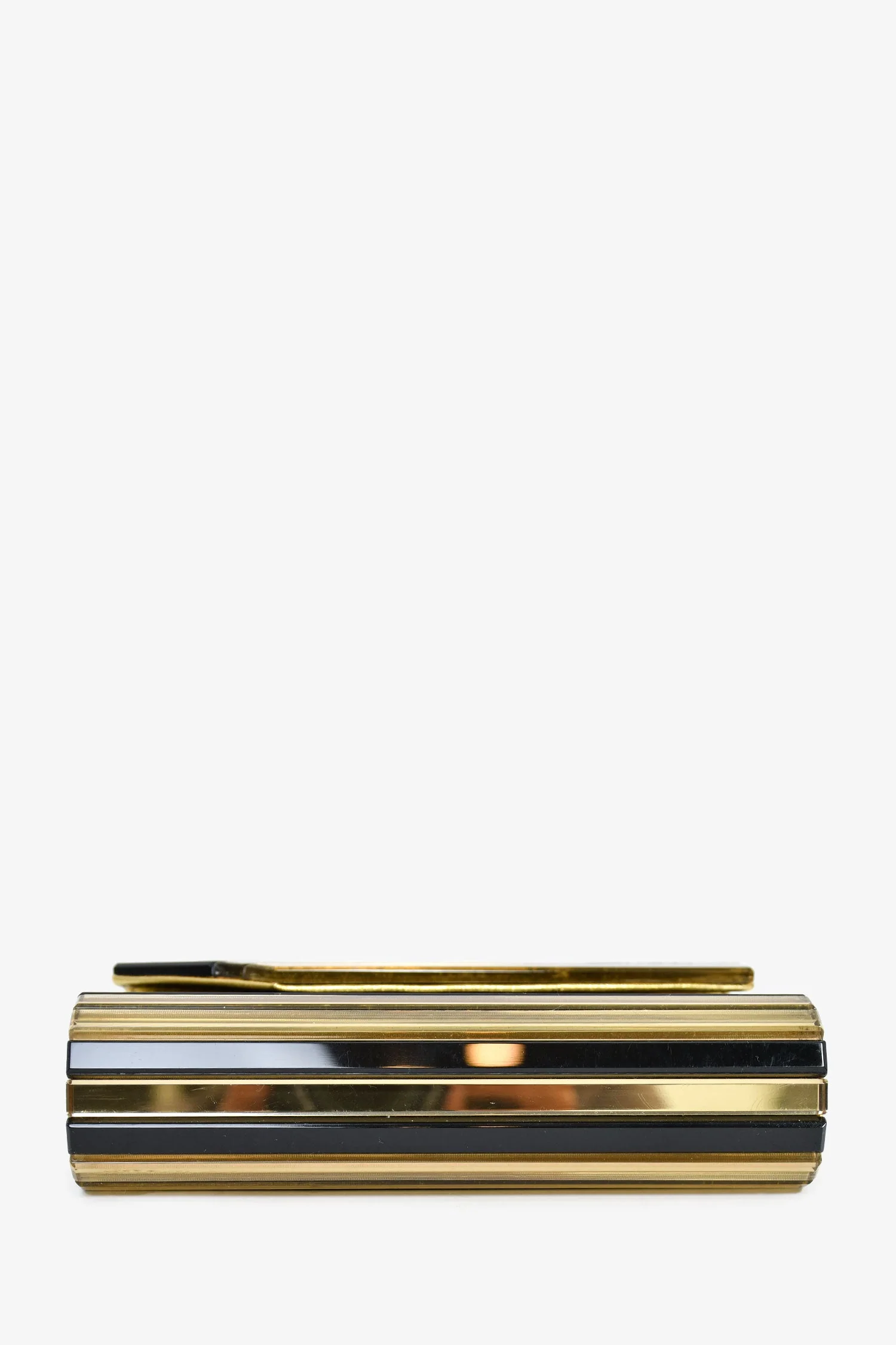 Jimmy Choo Black/Gold Acrylic Clutch With Chain - Image 5