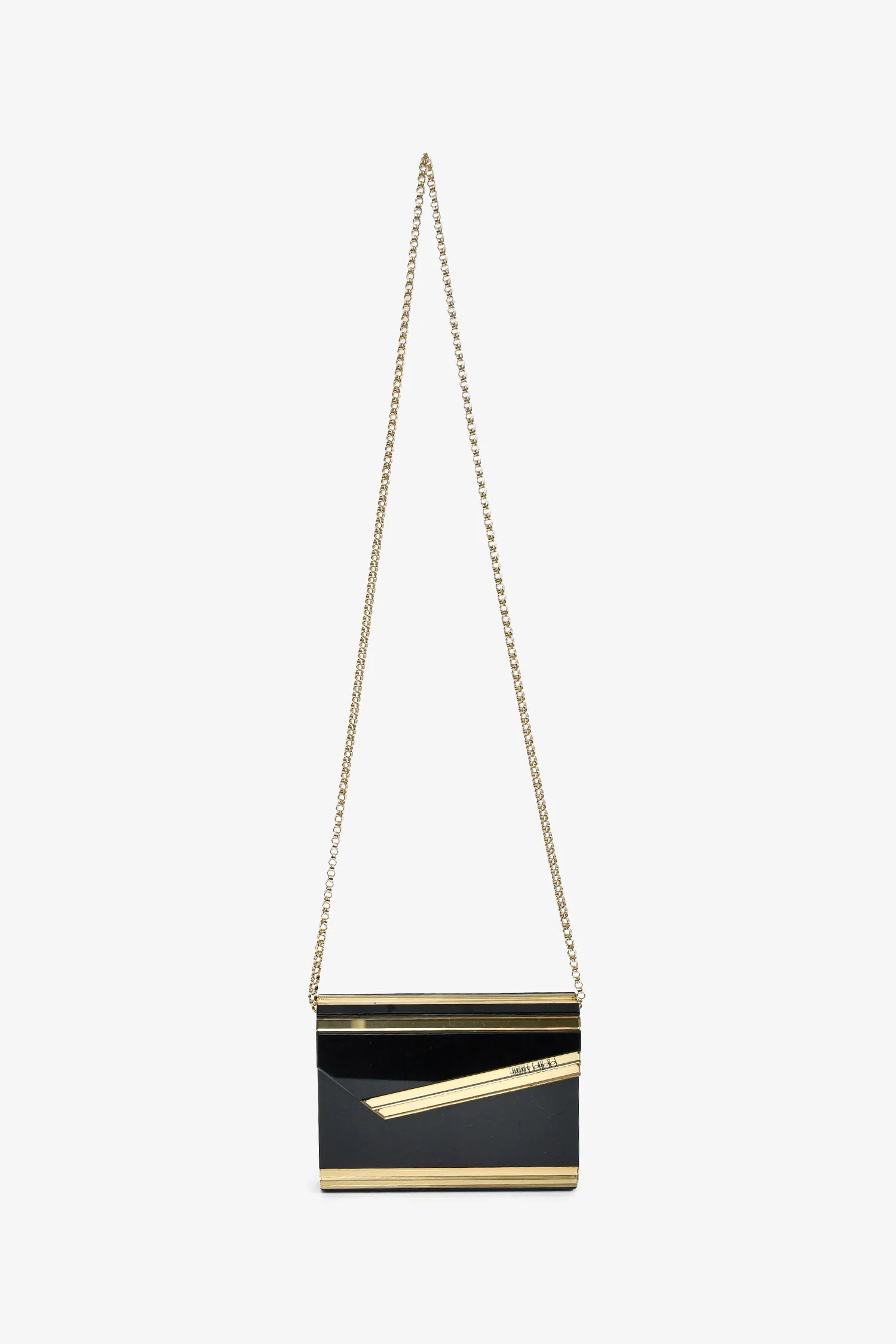 Jimmy Choo Black/Gold Acrylic Clutch With Chain - Image 7