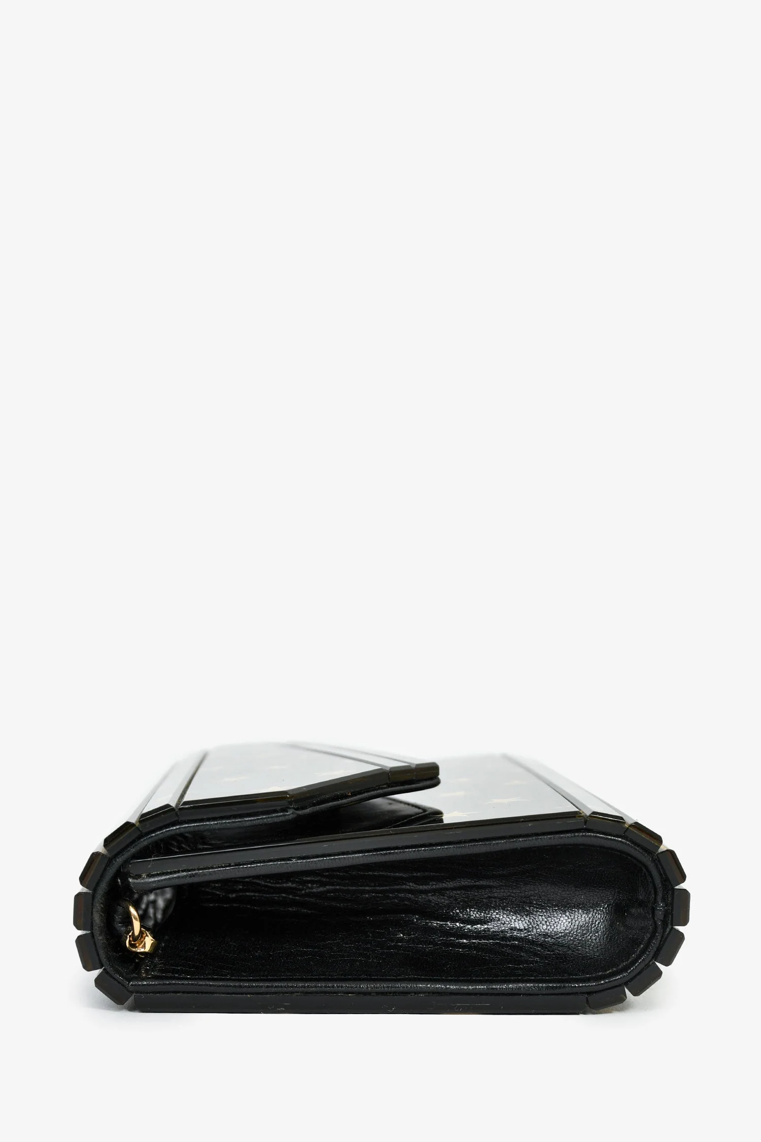 Jimmy Choo Black/Gold Acrylic Star Clutch With Chain - Image 4