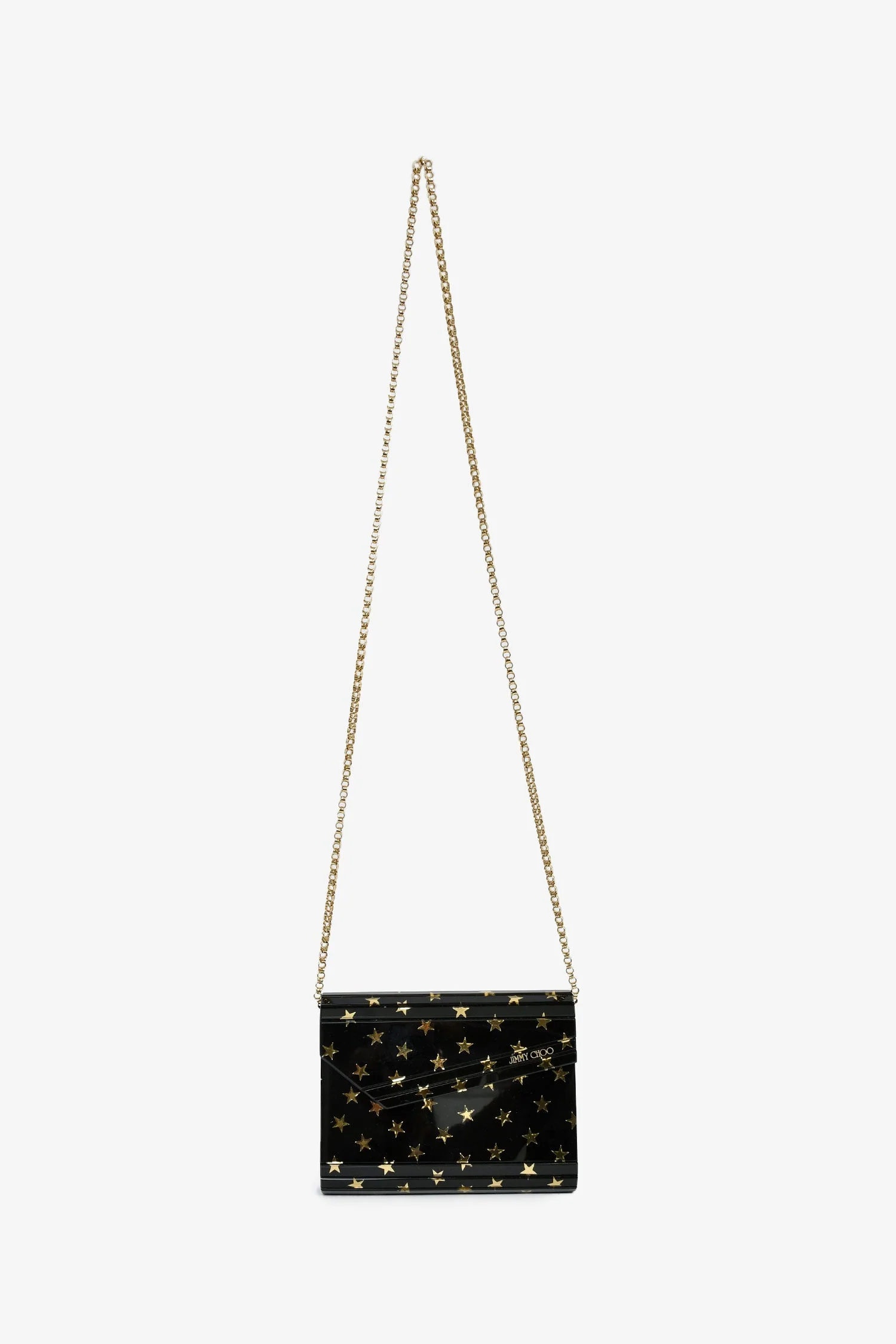 Jimmy Choo Black/Gold Acrylic Star Clutch With Chain - Image 7