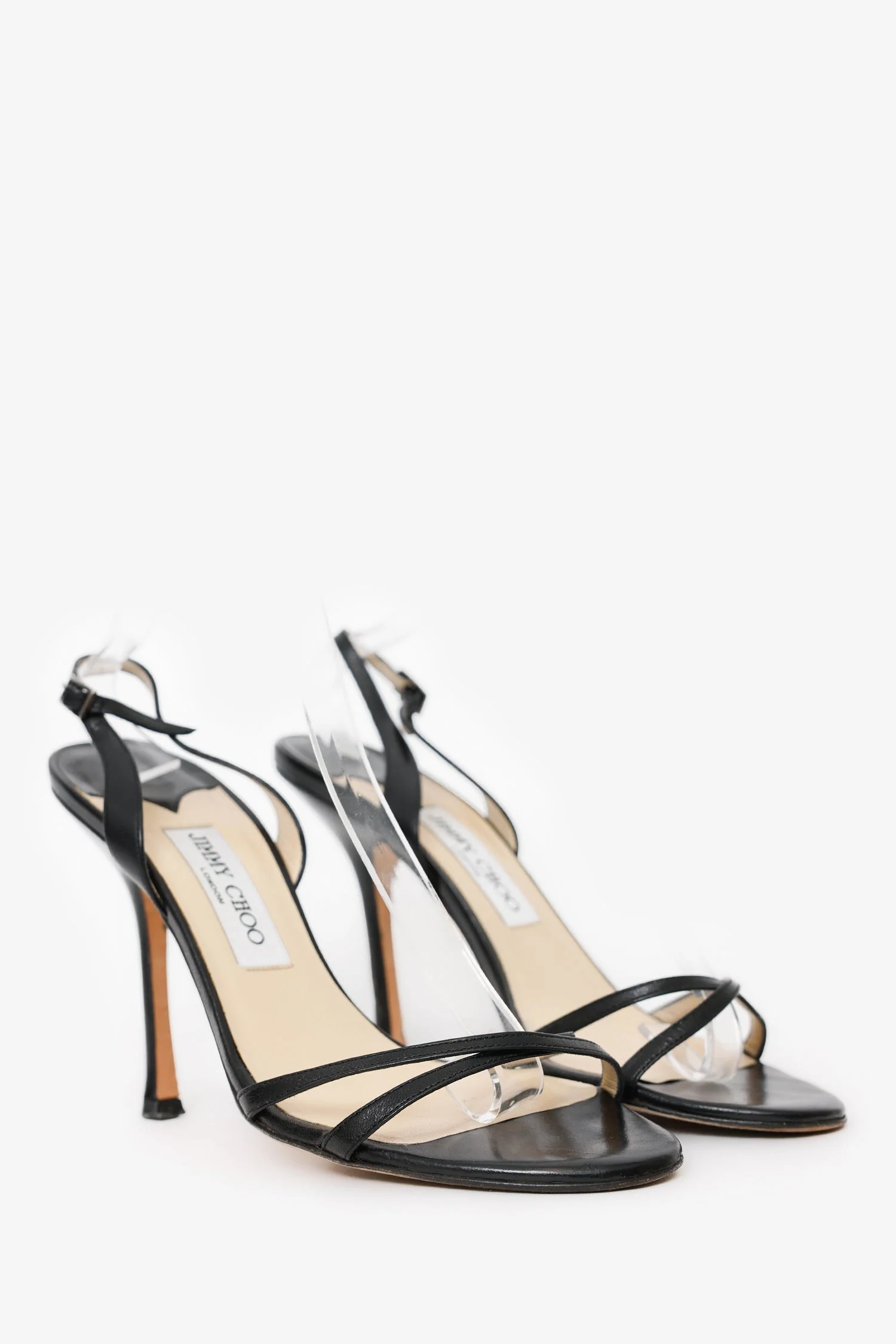 Jimmy Choo Black Leather Sling Back Heels Size 39 - Image 2