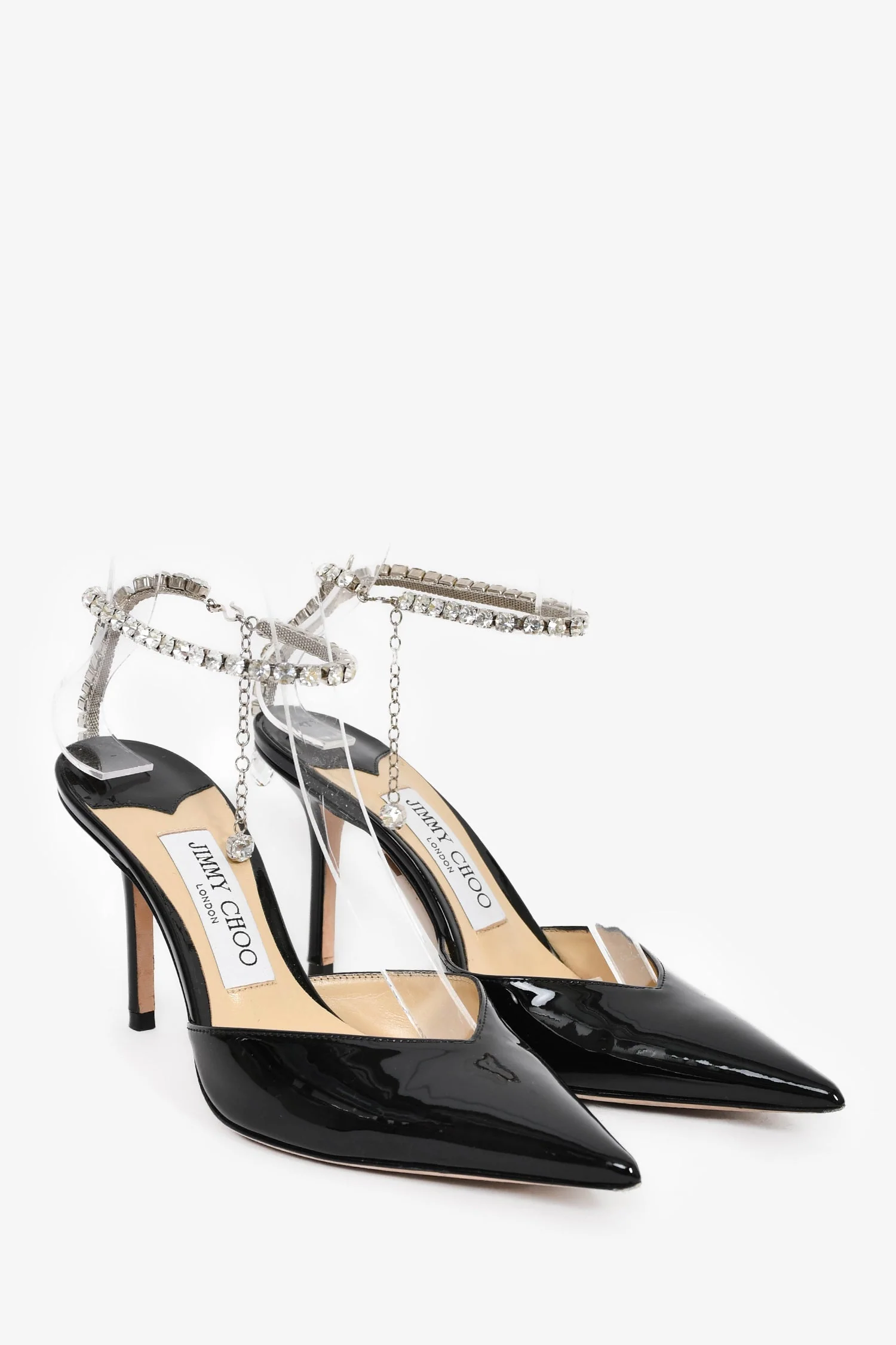 Jimmy Choo Black Patent Crystal Embellished 'Saeda' Pumps Size 36.5 - Image 2