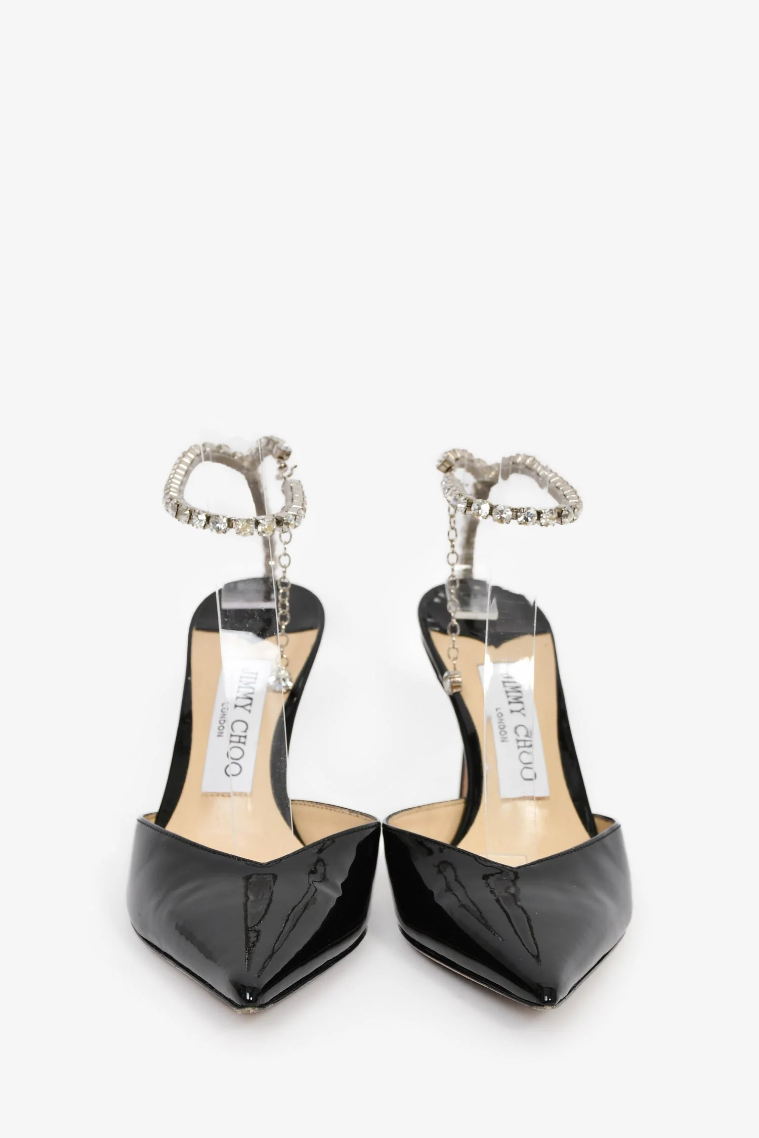 Jimmy Choo Black Patent Crystal Embellished 'Saeda' Pumps Size 36.5 - Image 3