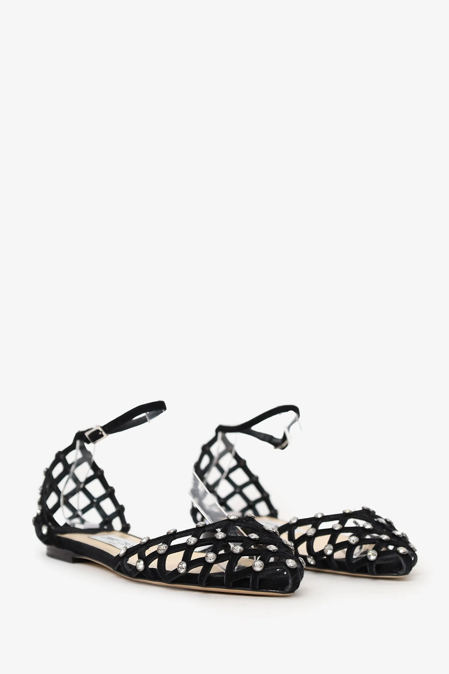 Jimmy Choo Black Suede Crystal Embellished Flats Size 36.5 - Image 2