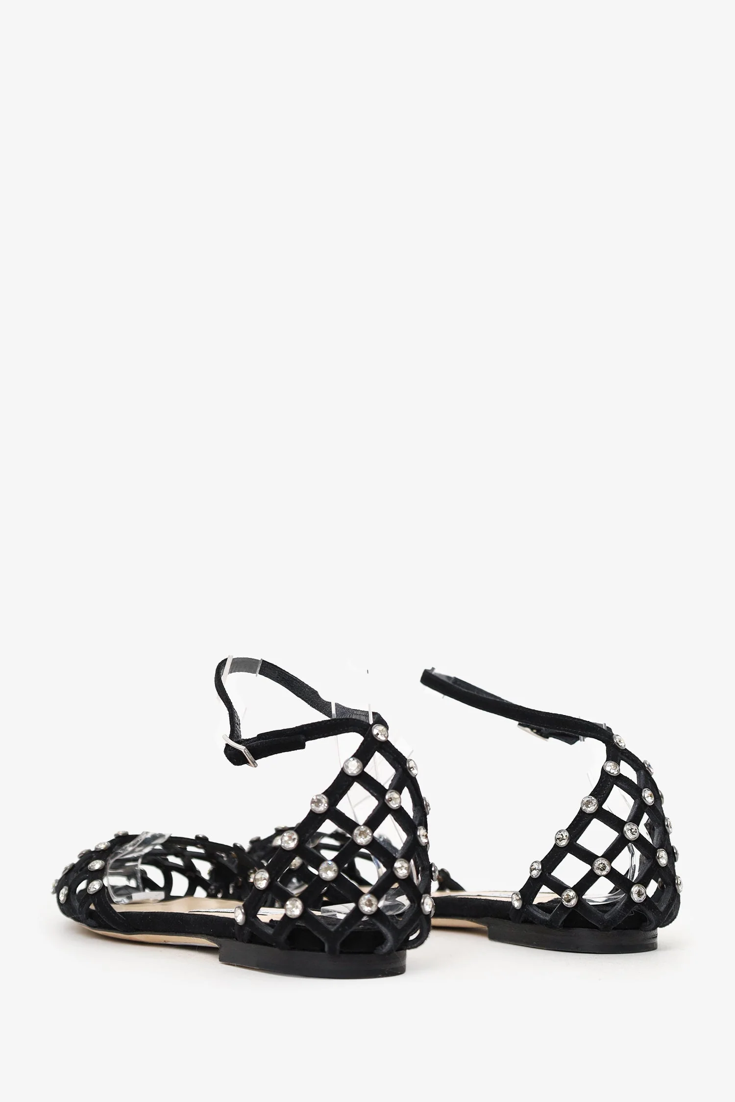 Jimmy Choo Black Suede Crystal Embellished Flats Size 36.5 - Image 4