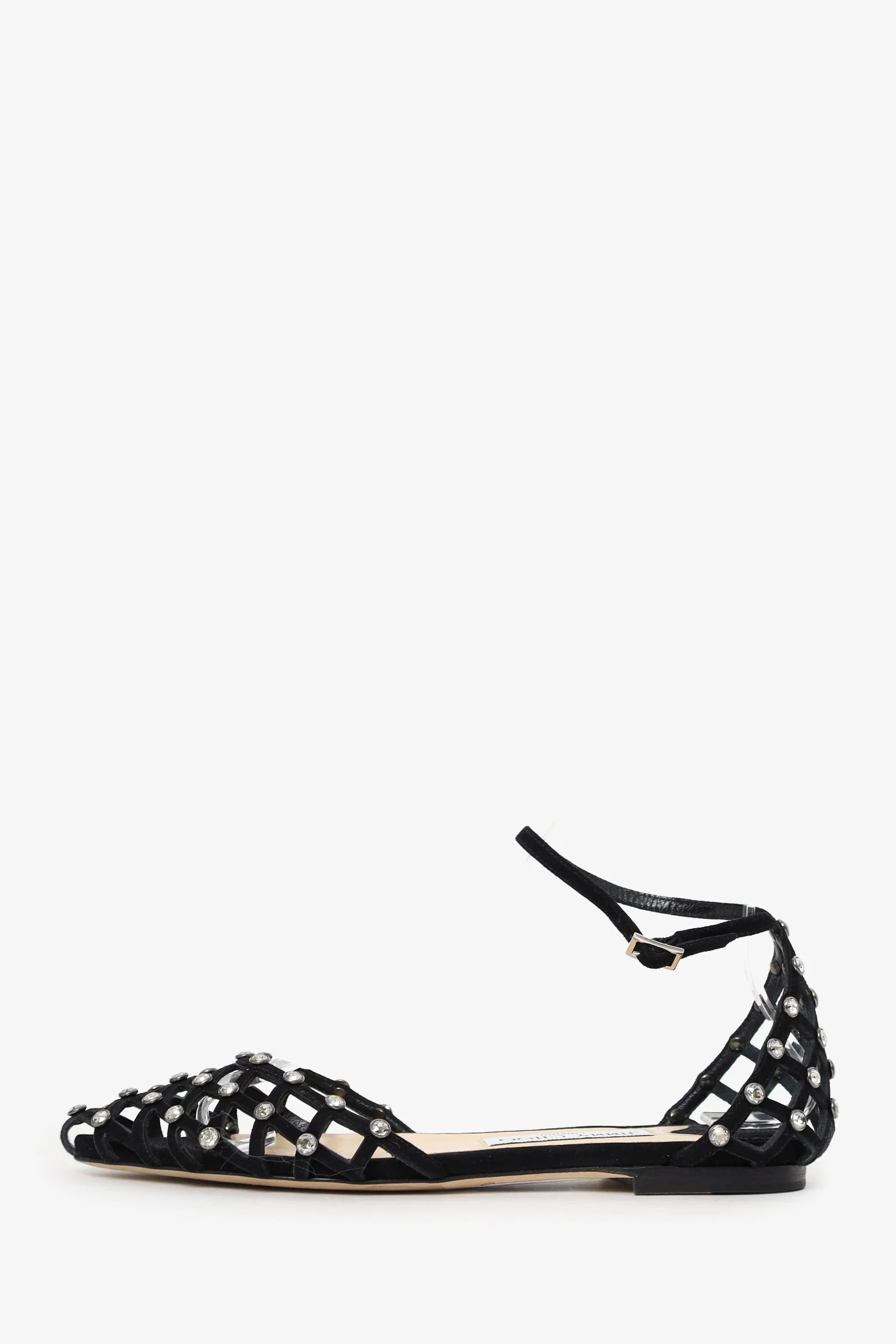 Jimmy Choo Black Suede Crystal Embellished Flats Size 36.5 - Image 5