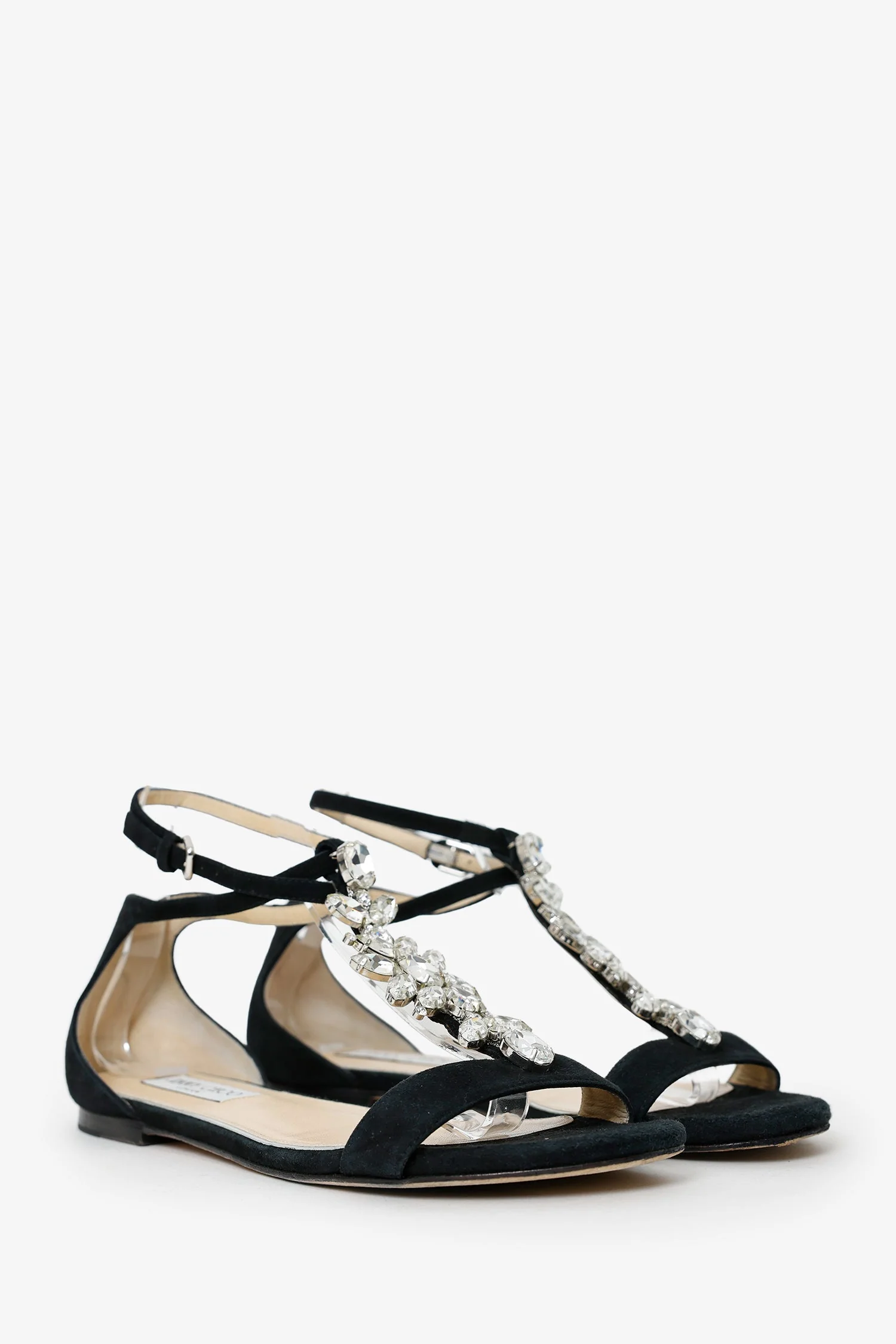 Jimmy Choo Black Suede Crystal Embellished Sandals Size 38.5 - Image 2