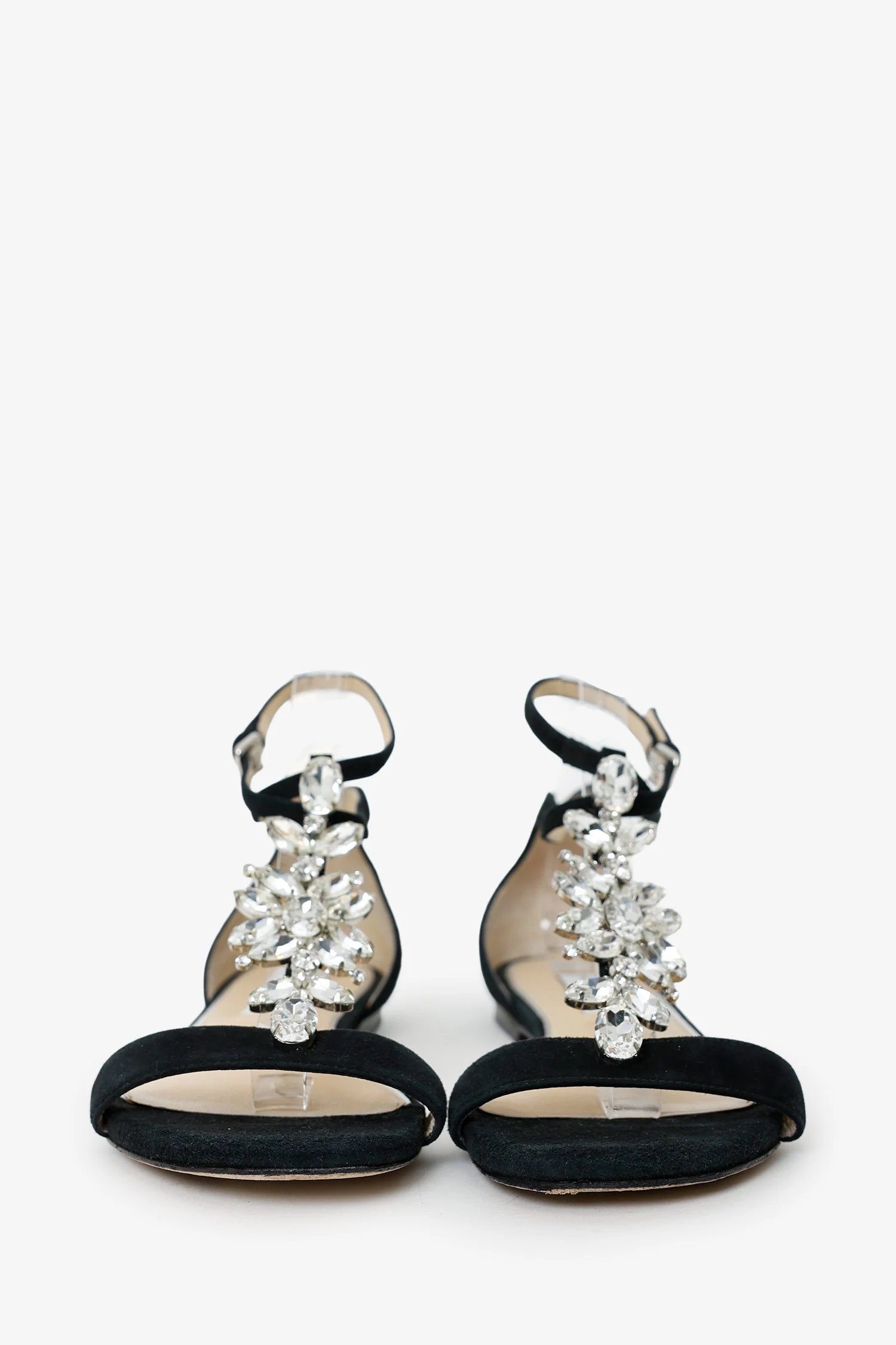 Jimmy Choo Black Suede Crystal Embellished Sandals Size 38.5 - Image 3