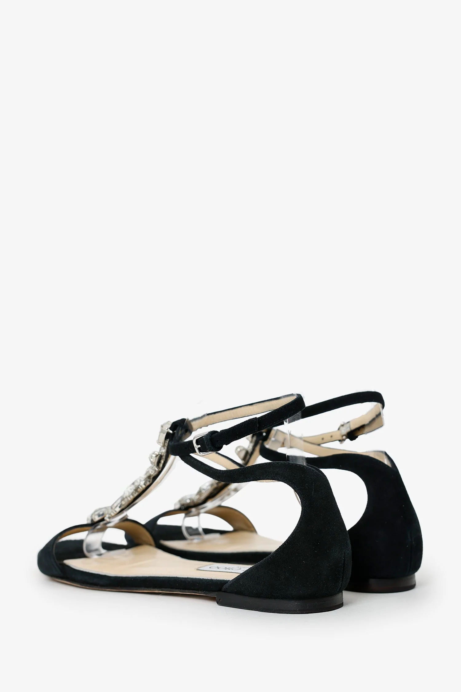 Jimmy Choo Black Suede Crystal Embellished Sandals Size 38.5 - Image 4