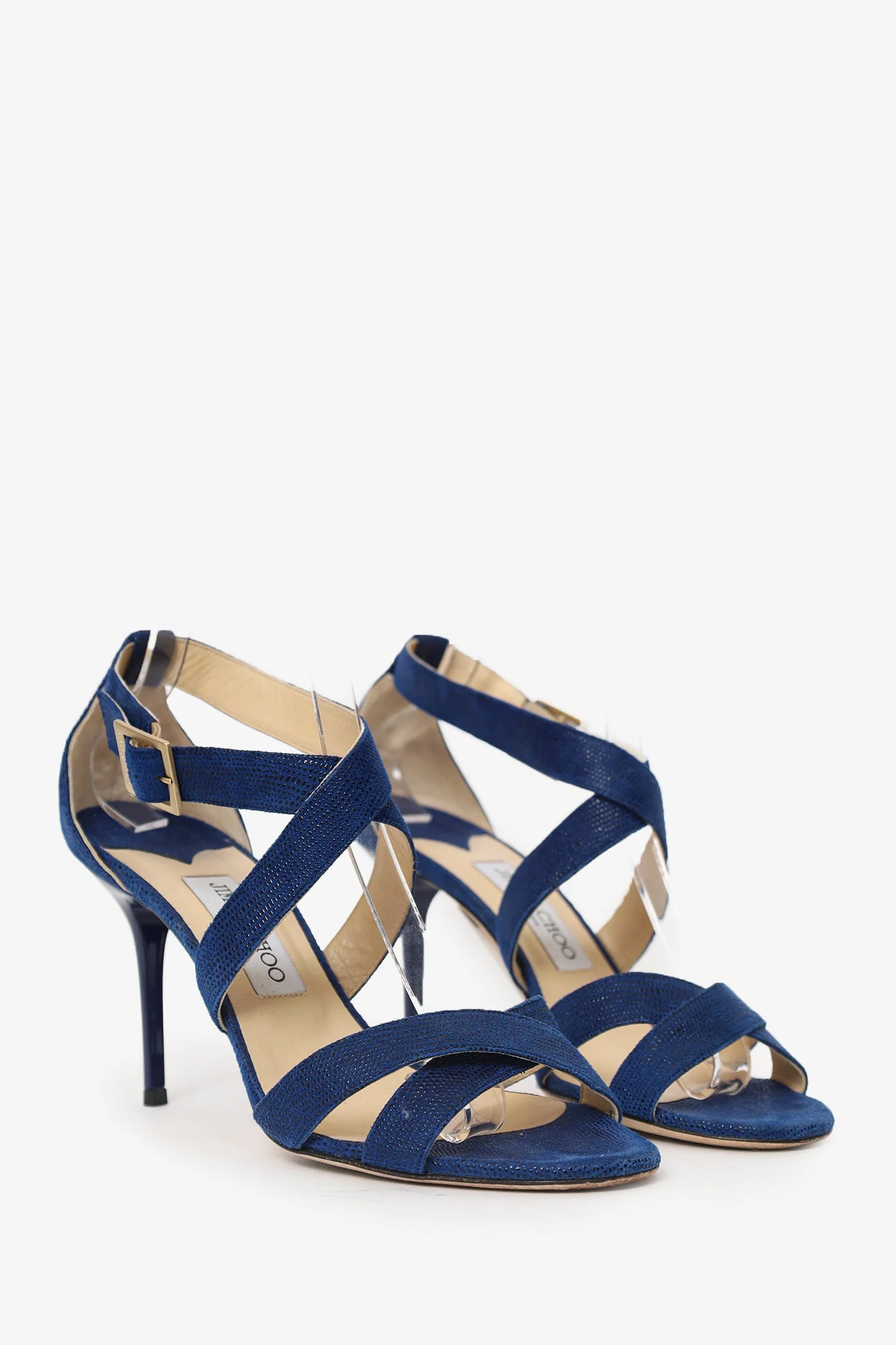 Jimmy Choo Blue Lizard Strappy Heels Size 39.5 - Image 2