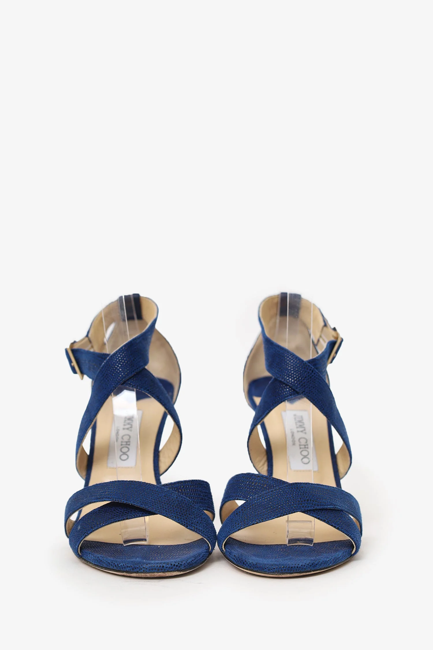 Jimmy Choo Blue Lizard Strappy Heels Size 39.5 - Image 3