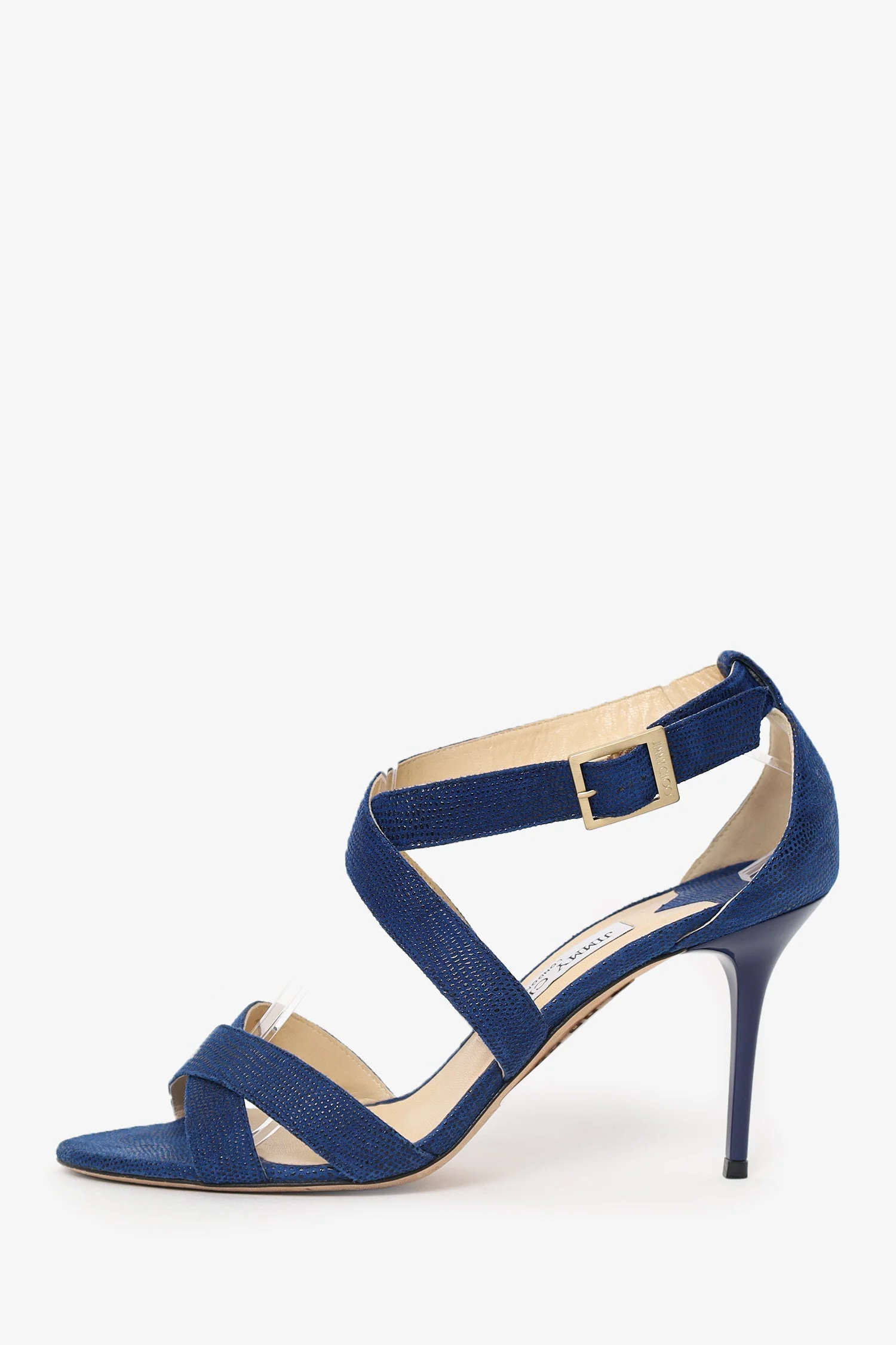Jimmy Choo Blue Lizard Strappy Heels Size 39.5 - Image 4