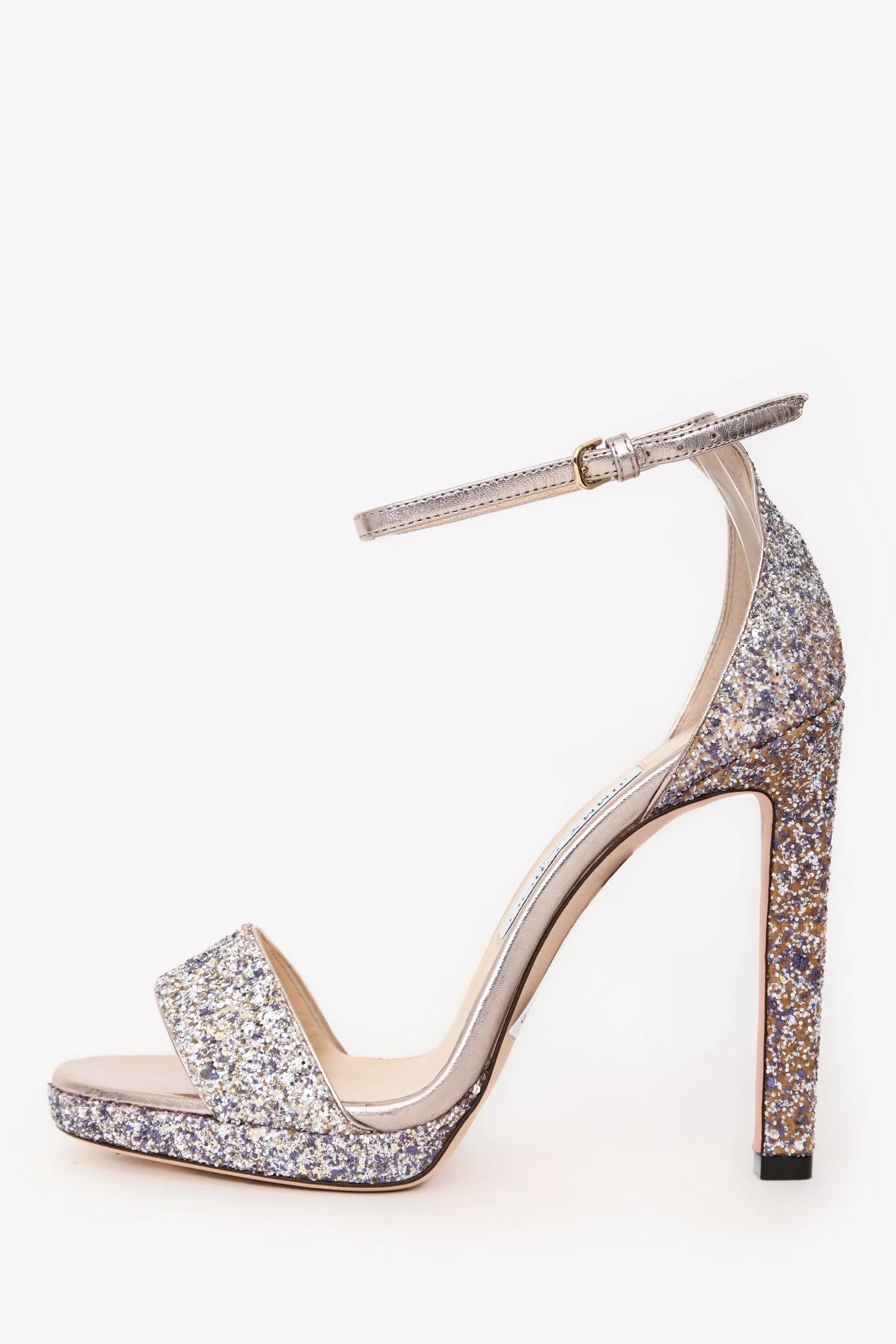 Jimmy Choo Copper Leather Glitter Platform Sandals Size 37.5 - Image 4