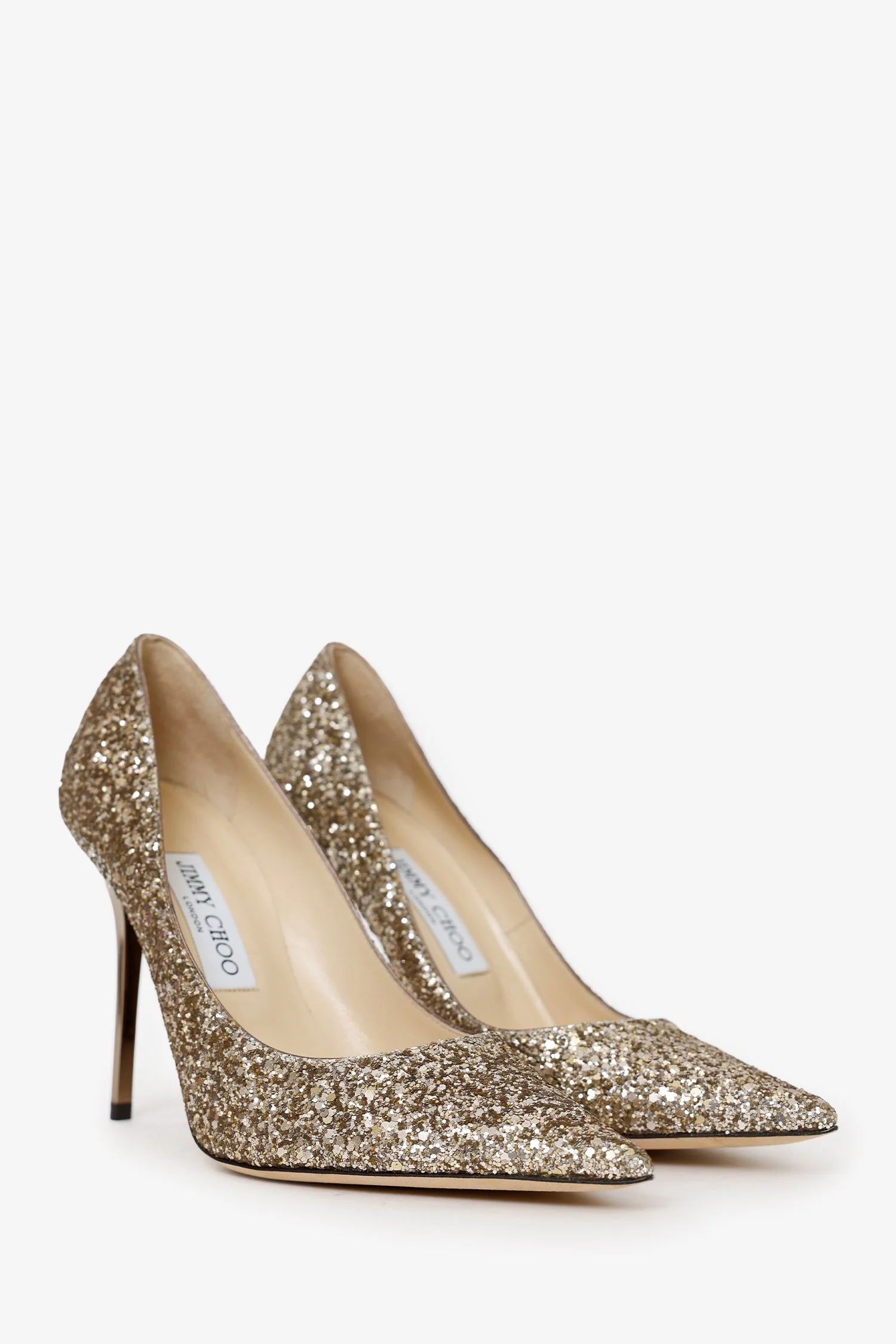 Jimmy Choo Gold Glitter Heels Size 38 - Image 2