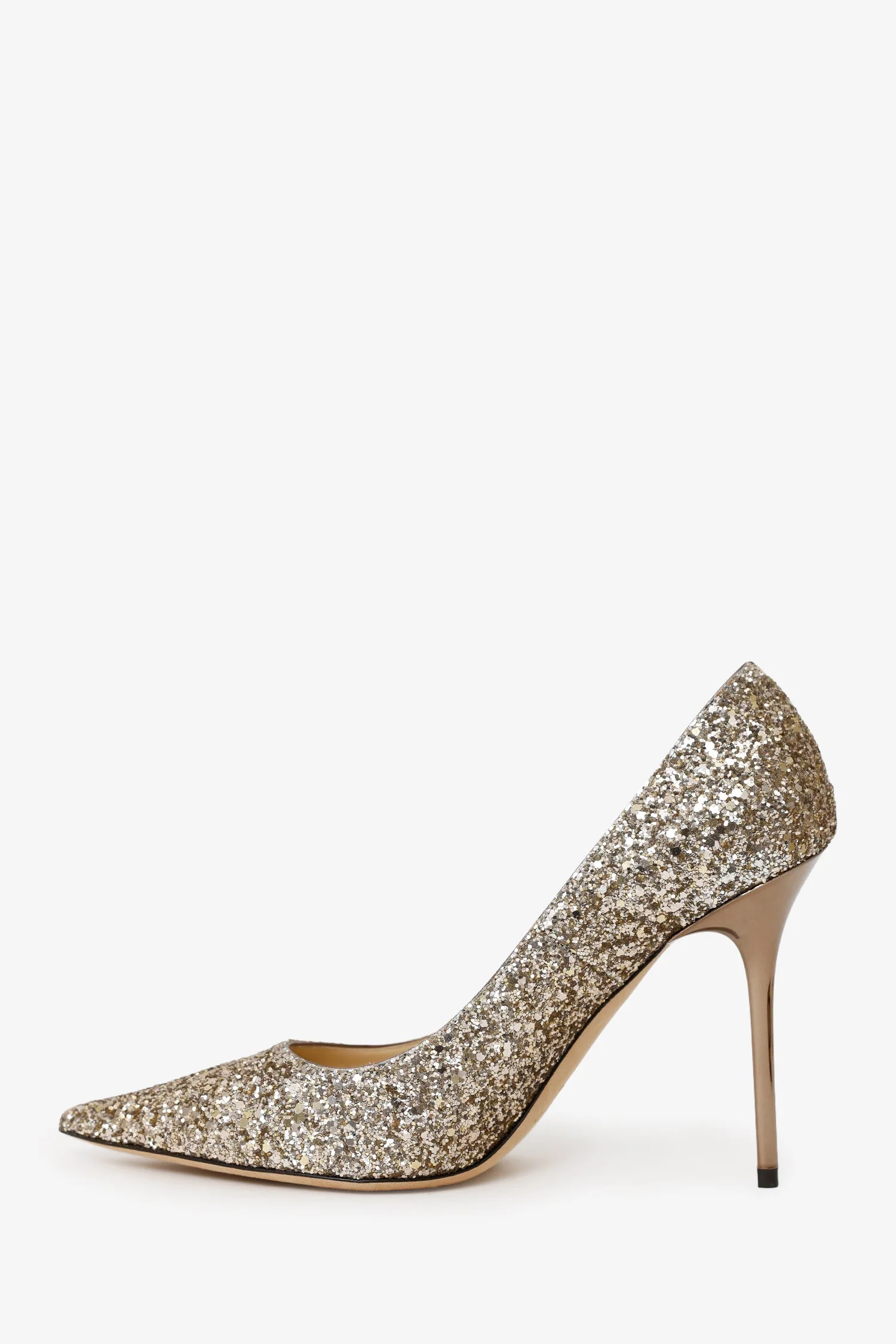Jimmy Choo Gold Glitter Heels Size 38 - Image 4