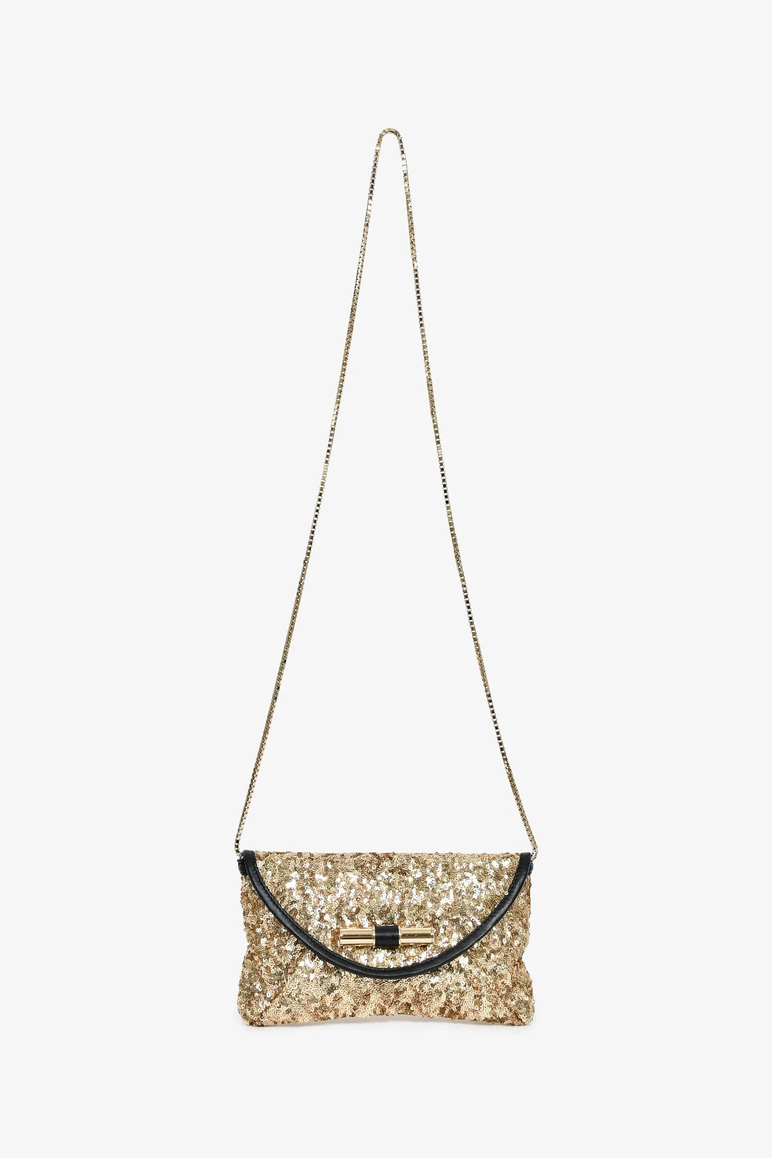 Jimmy Choo Gold Sequin Pouch On Chain - Image 7