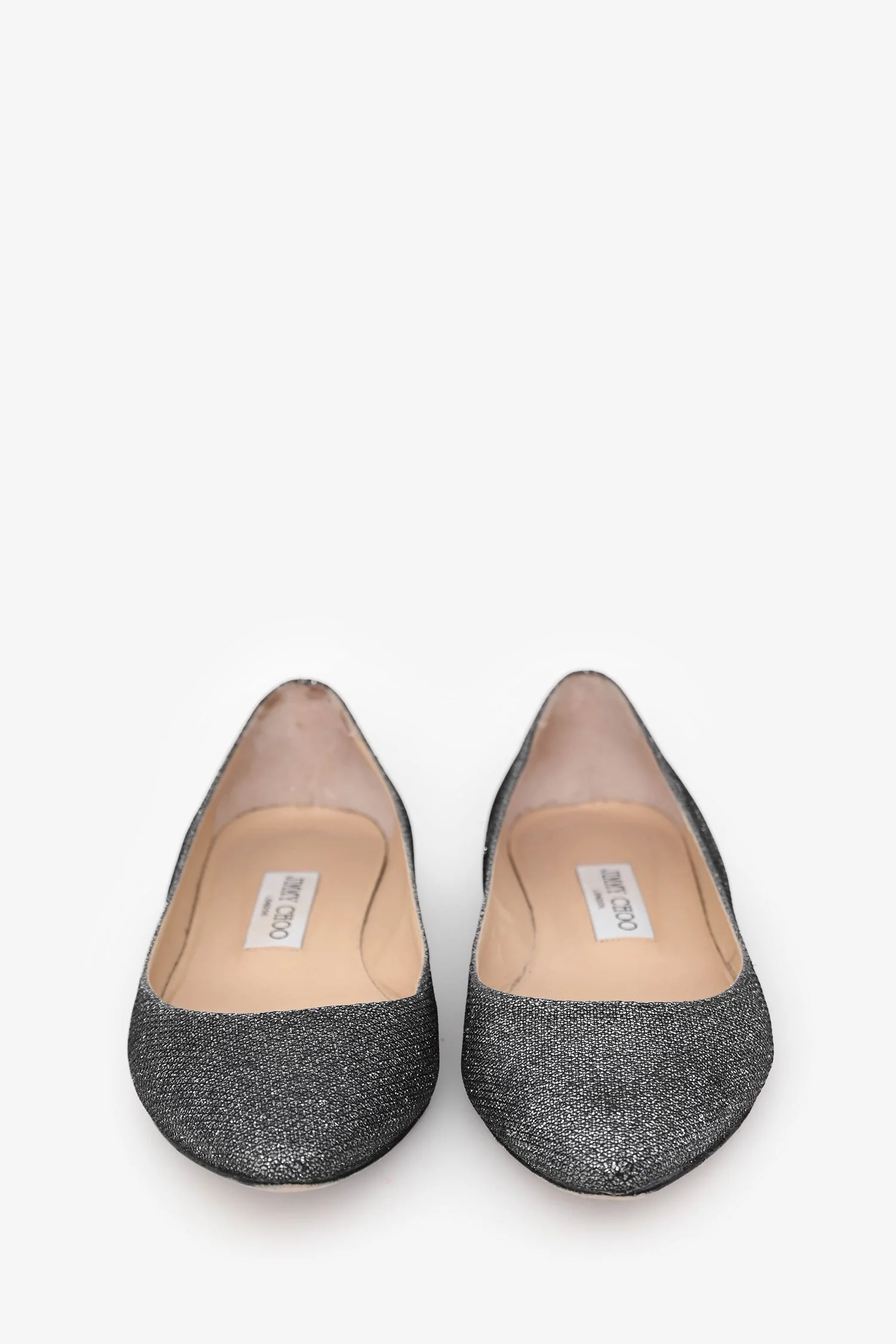 Jimmy Choo Grey Sparkled Pointed Toe Flats Size 38 - Image 3