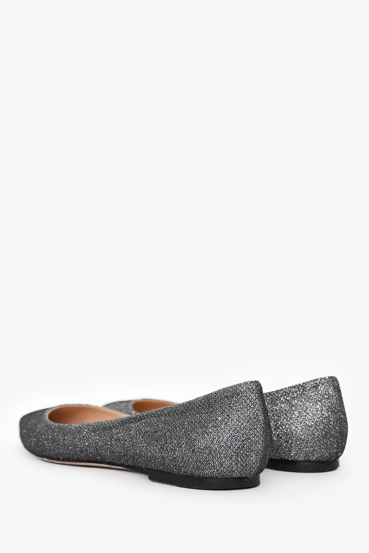 Jimmy Choo Grey Sparkled Pointed Toe Flats Size 38 - Image 4