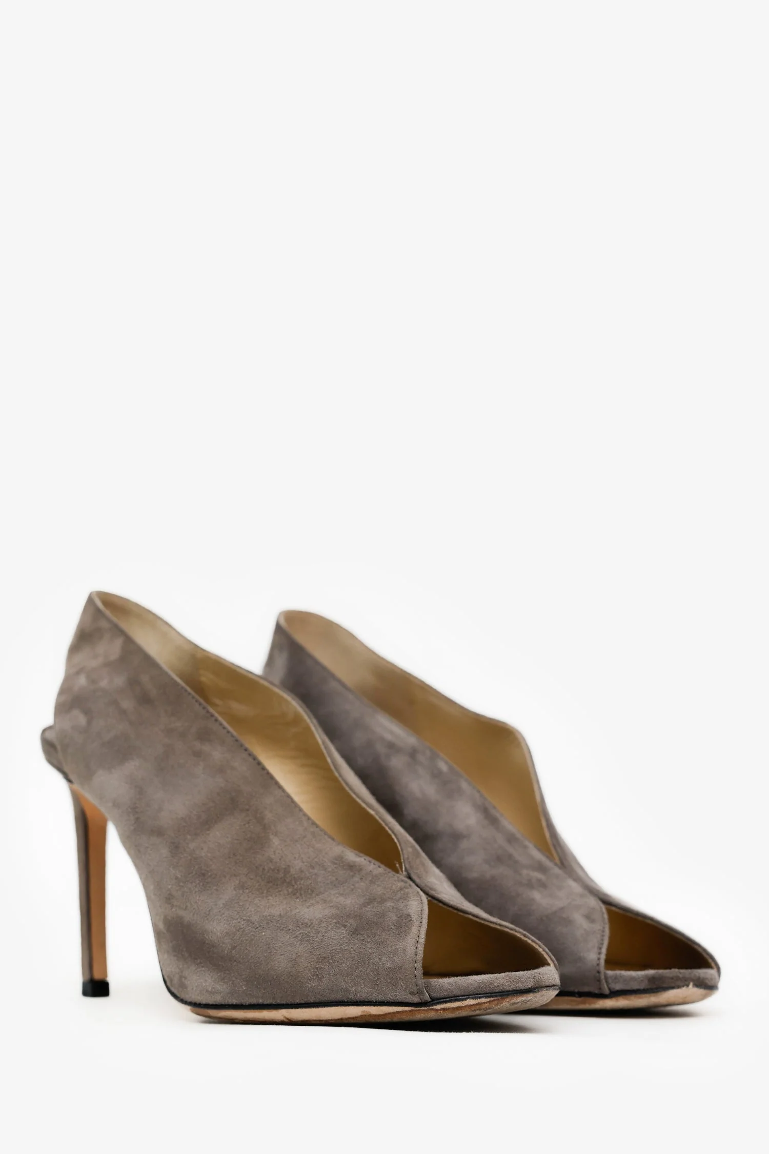 Jimmy Choo Grey Suede Shar Slingback Heels Size 37 - Image 2