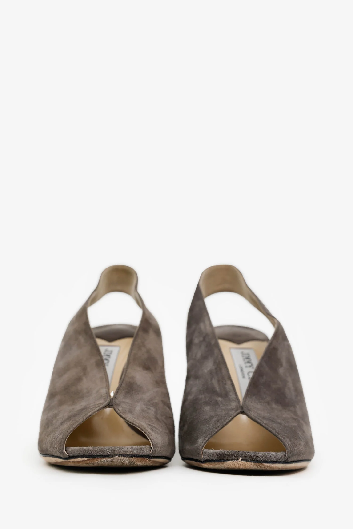 Jimmy Choo Grey Suede Shar Slingback Heels Size 37 - Image 3