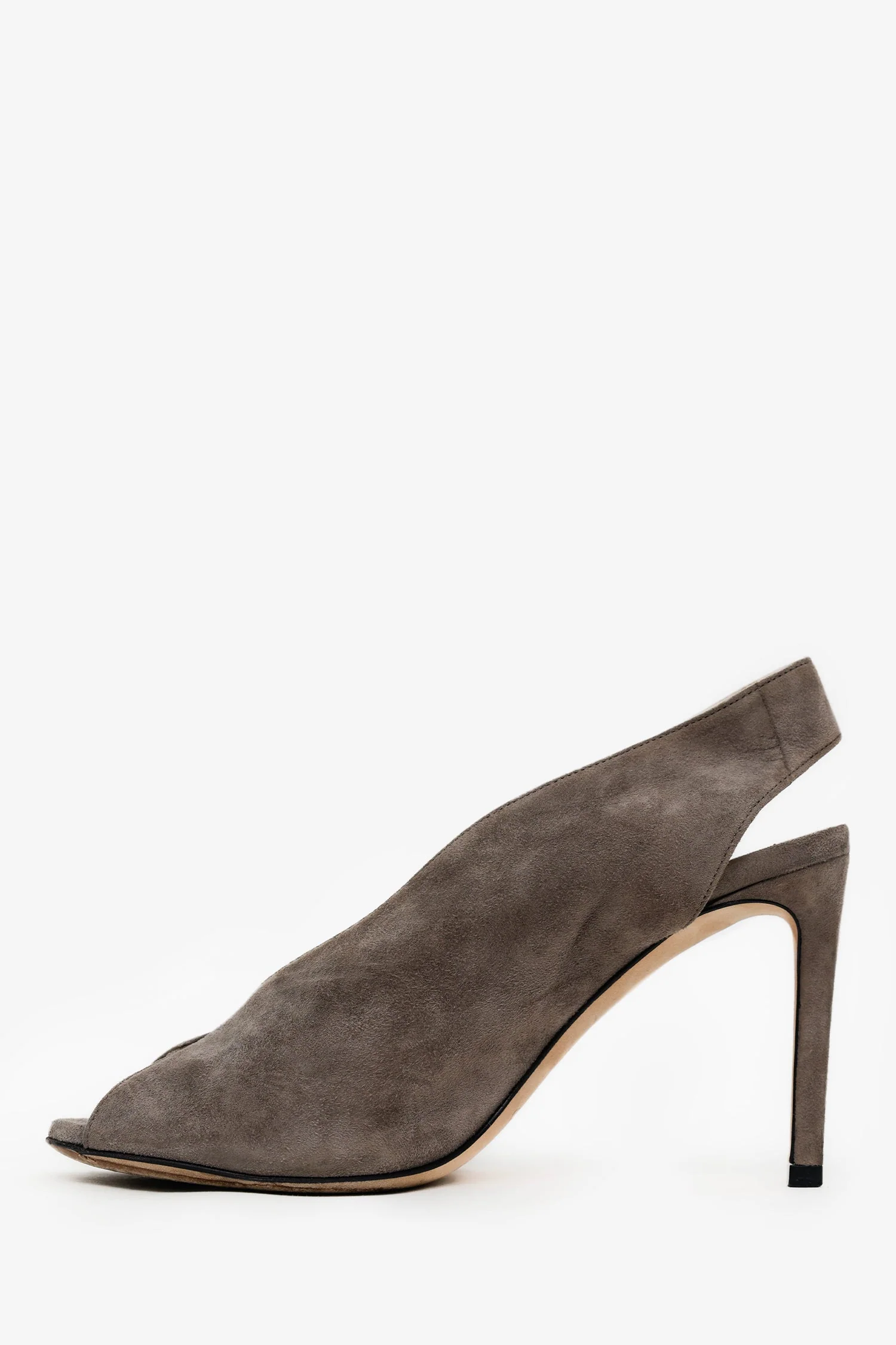 Jimmy Choo Grey Suede Shar Slingback Heels Size 37 - Image 4